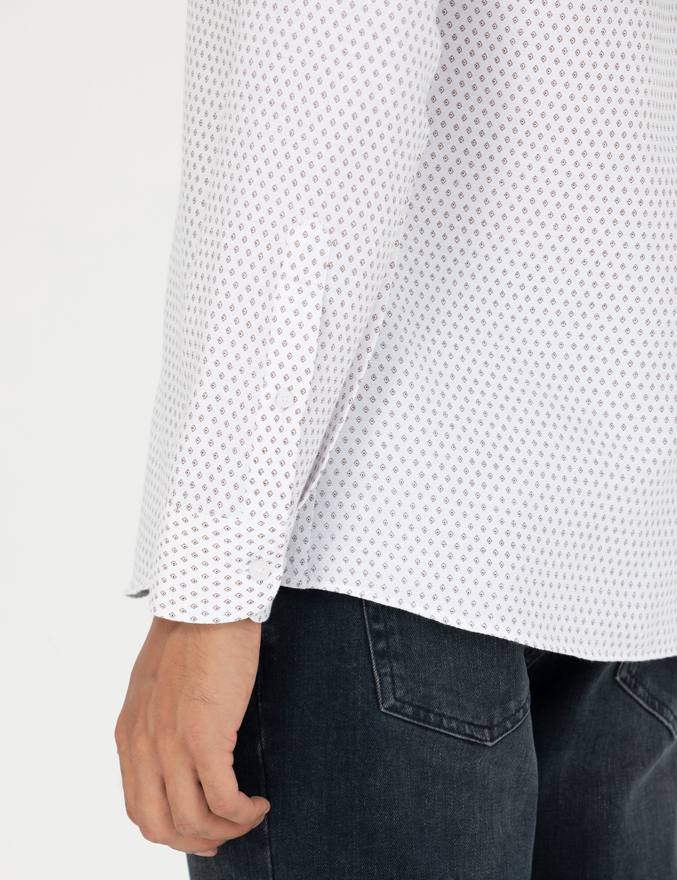 Beyaz Slim Fit Uzun Kollu Gömlek - Image 7