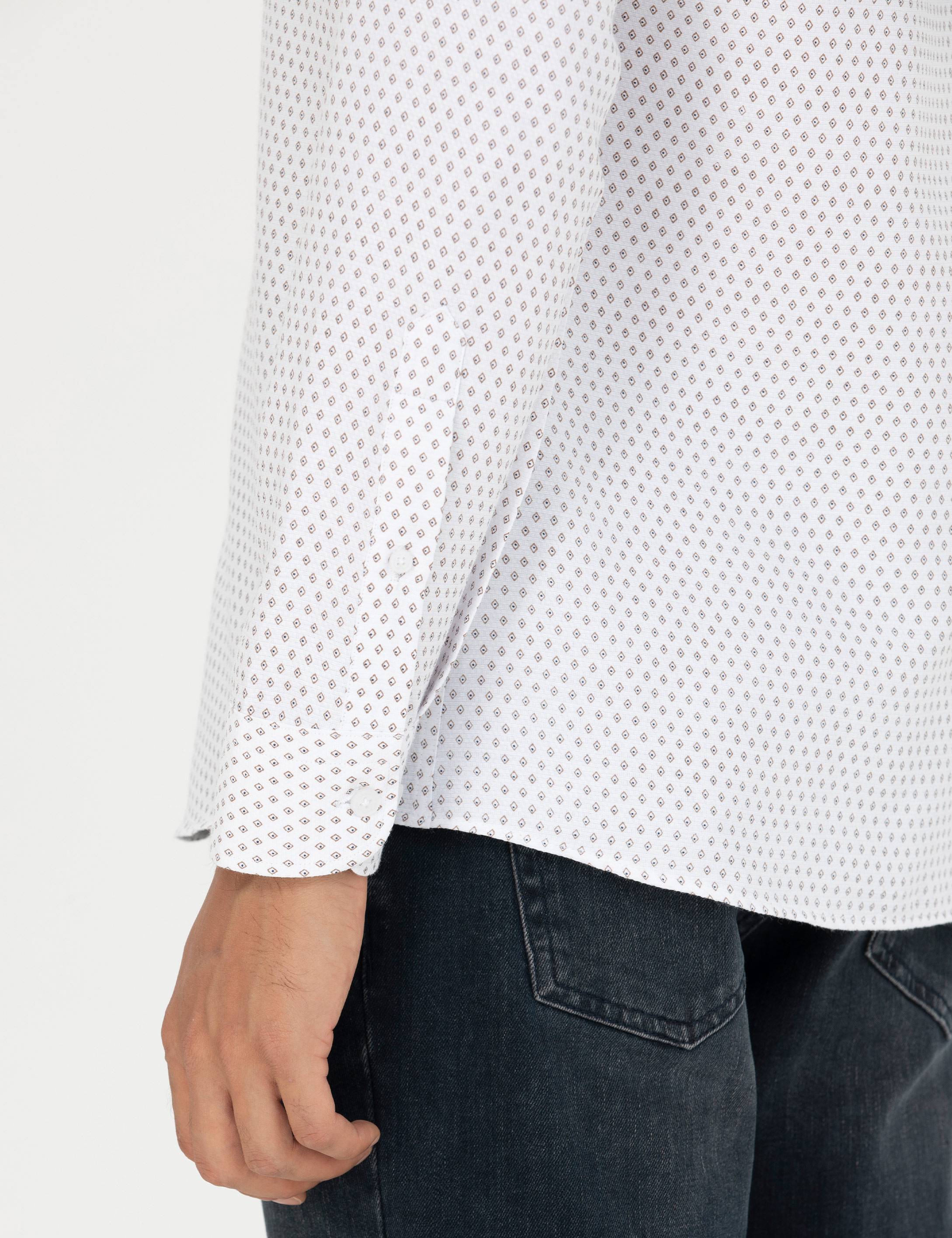 Beyaz Slim Fit Uzun Kollu Gömlek