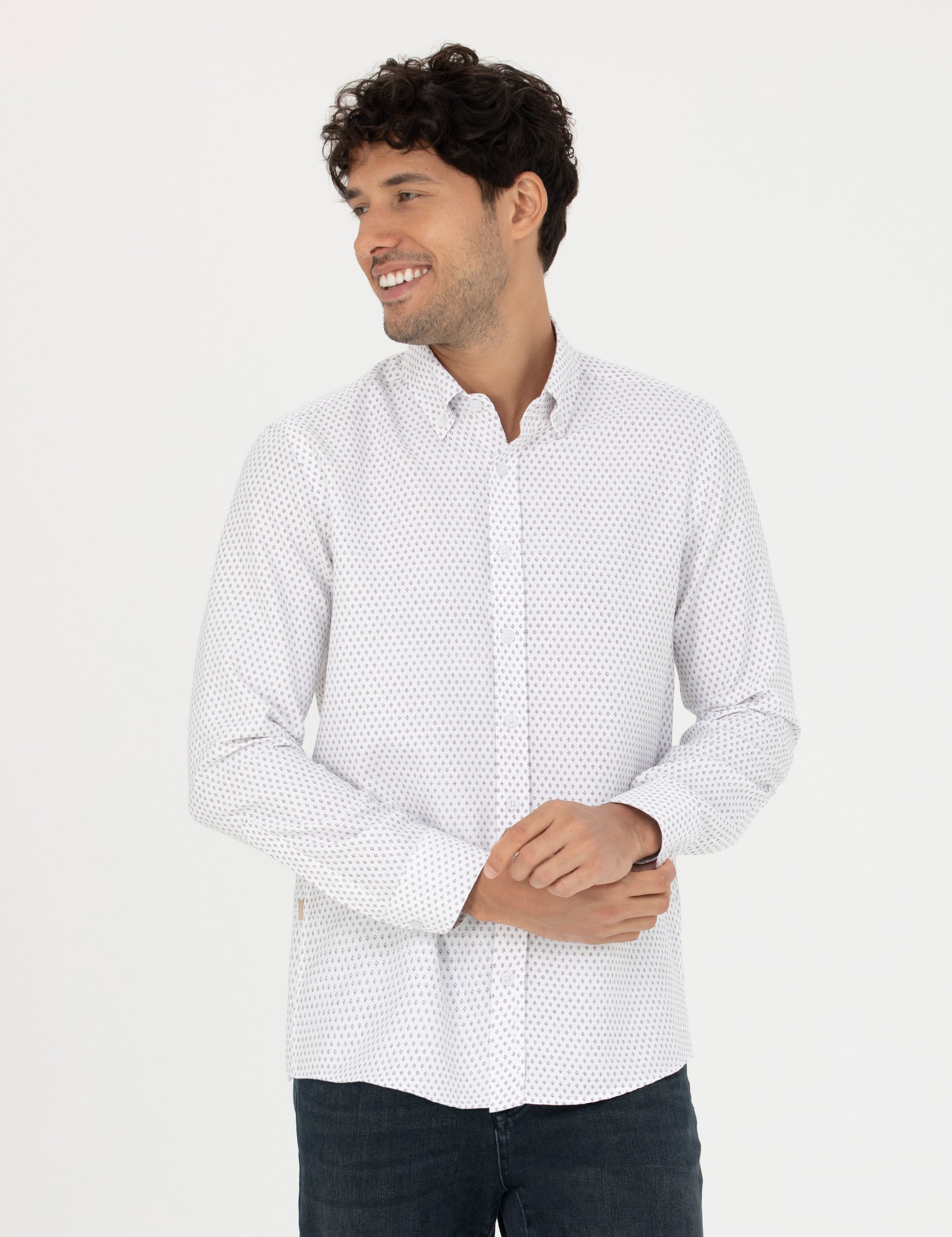 Beyaz Slim Fit Uzun Kollu Gömlek - Image 3