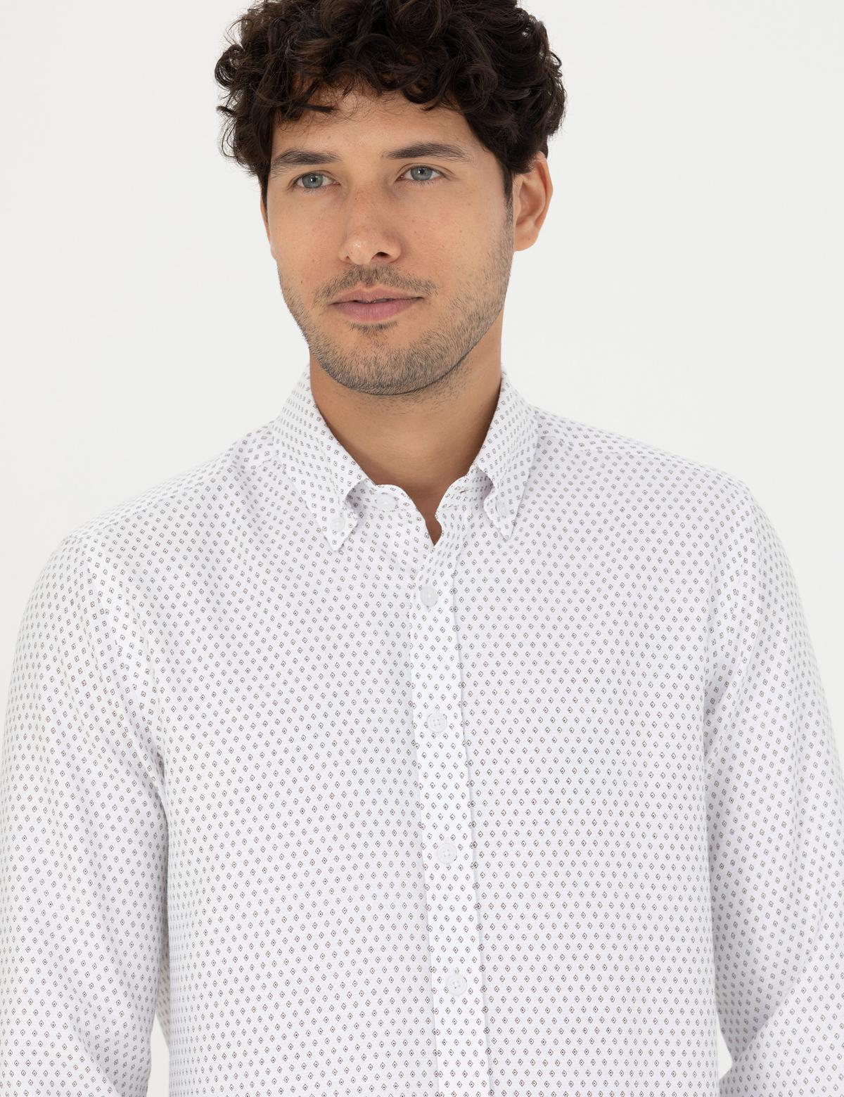 Beyaz Slim Fit Uzun Kollu Gömlek - 50277458001