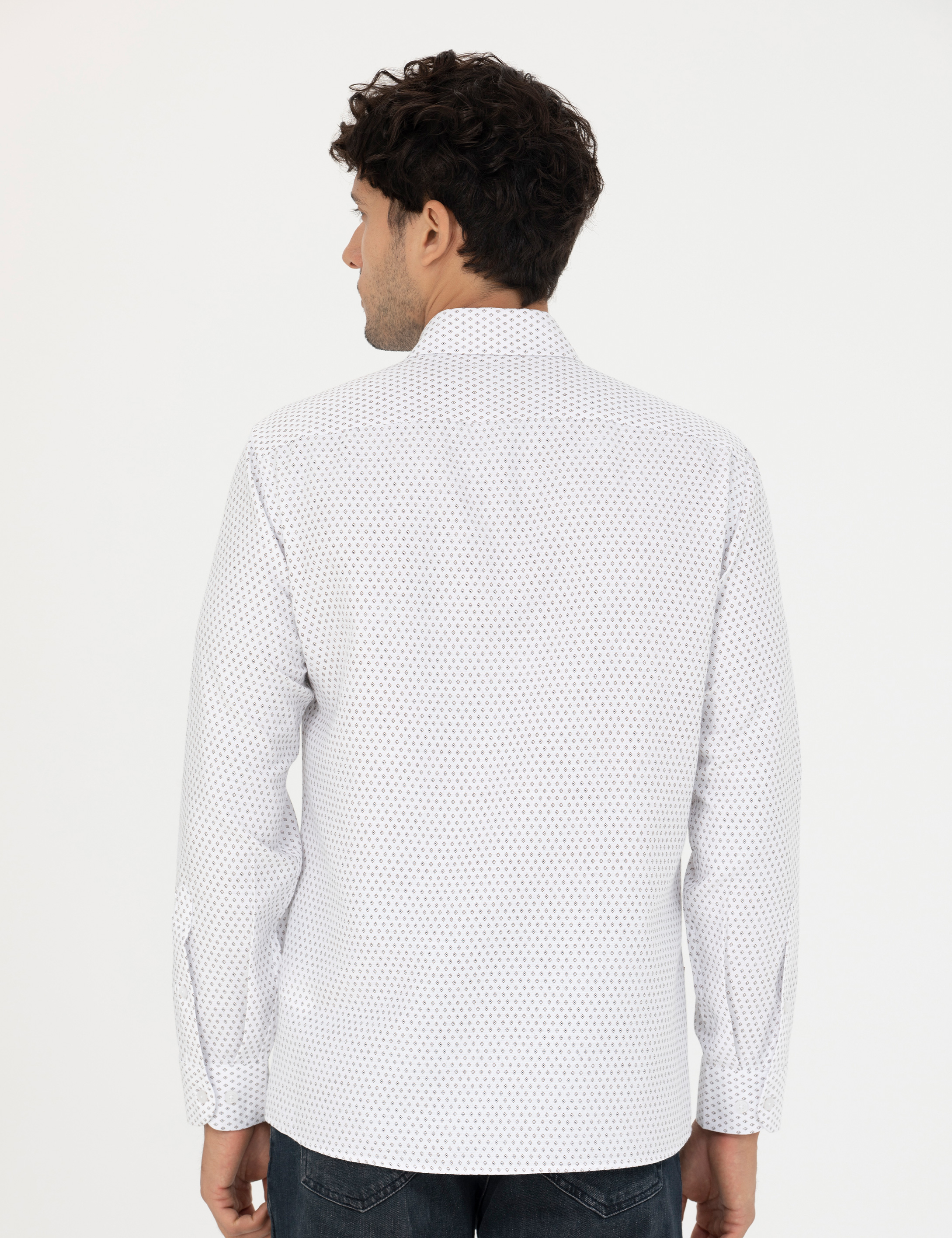 Beyaz Slim Fit Uzun Kollu Gömlek - Image 5