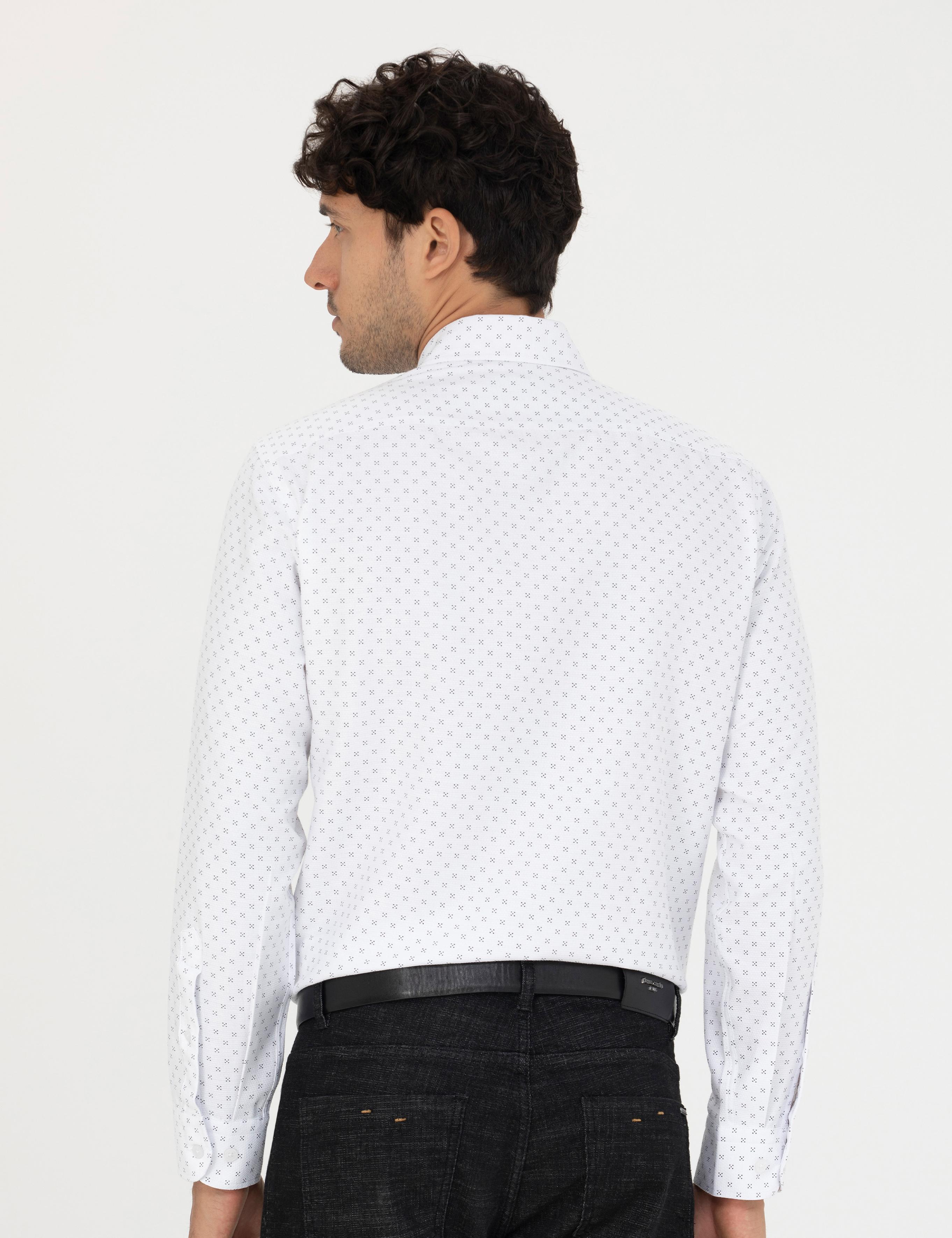 Lacivert Slim Fit Uzun Kollu Gömlek