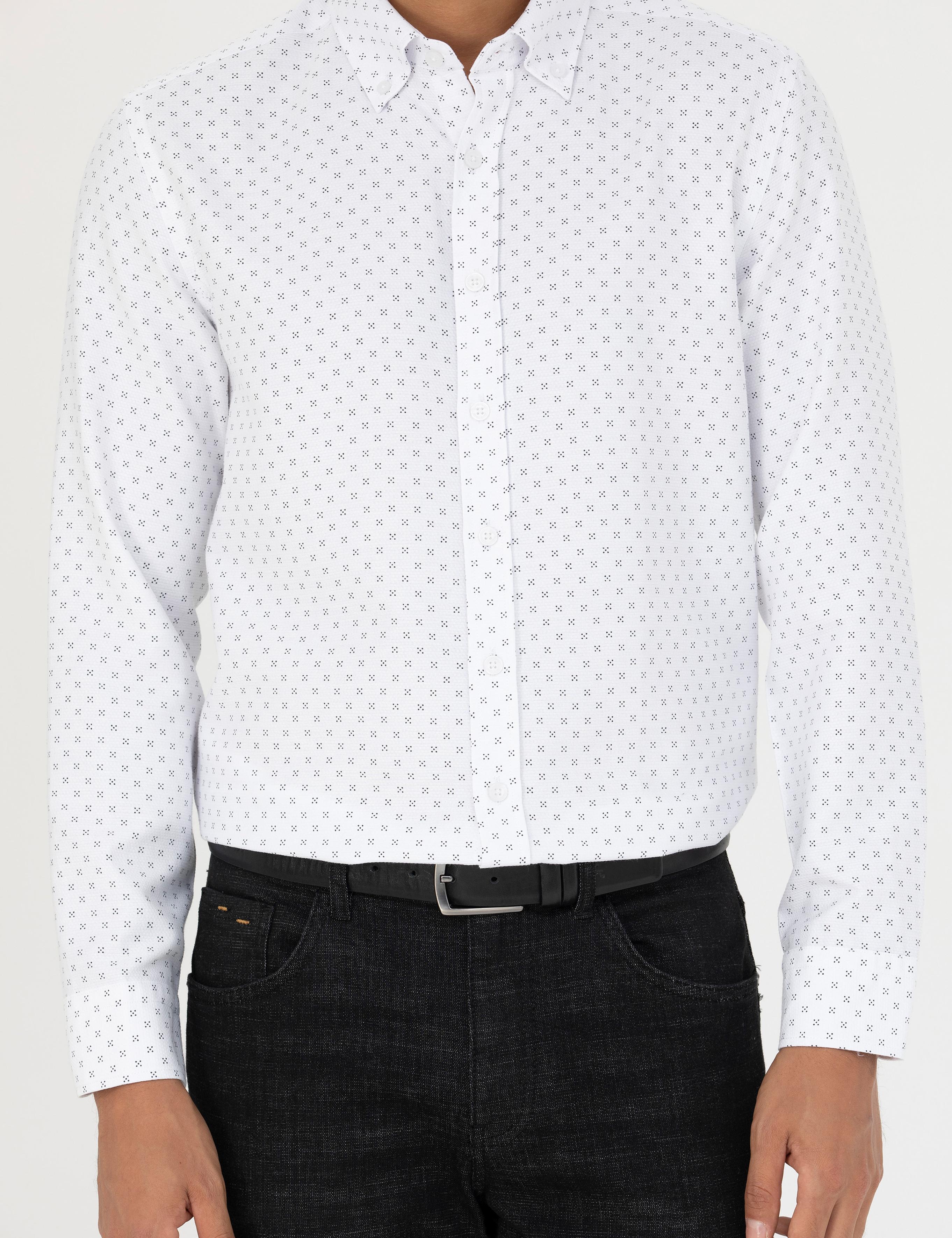 Lacivert Slim Fit Uzun Kollu Gömlek