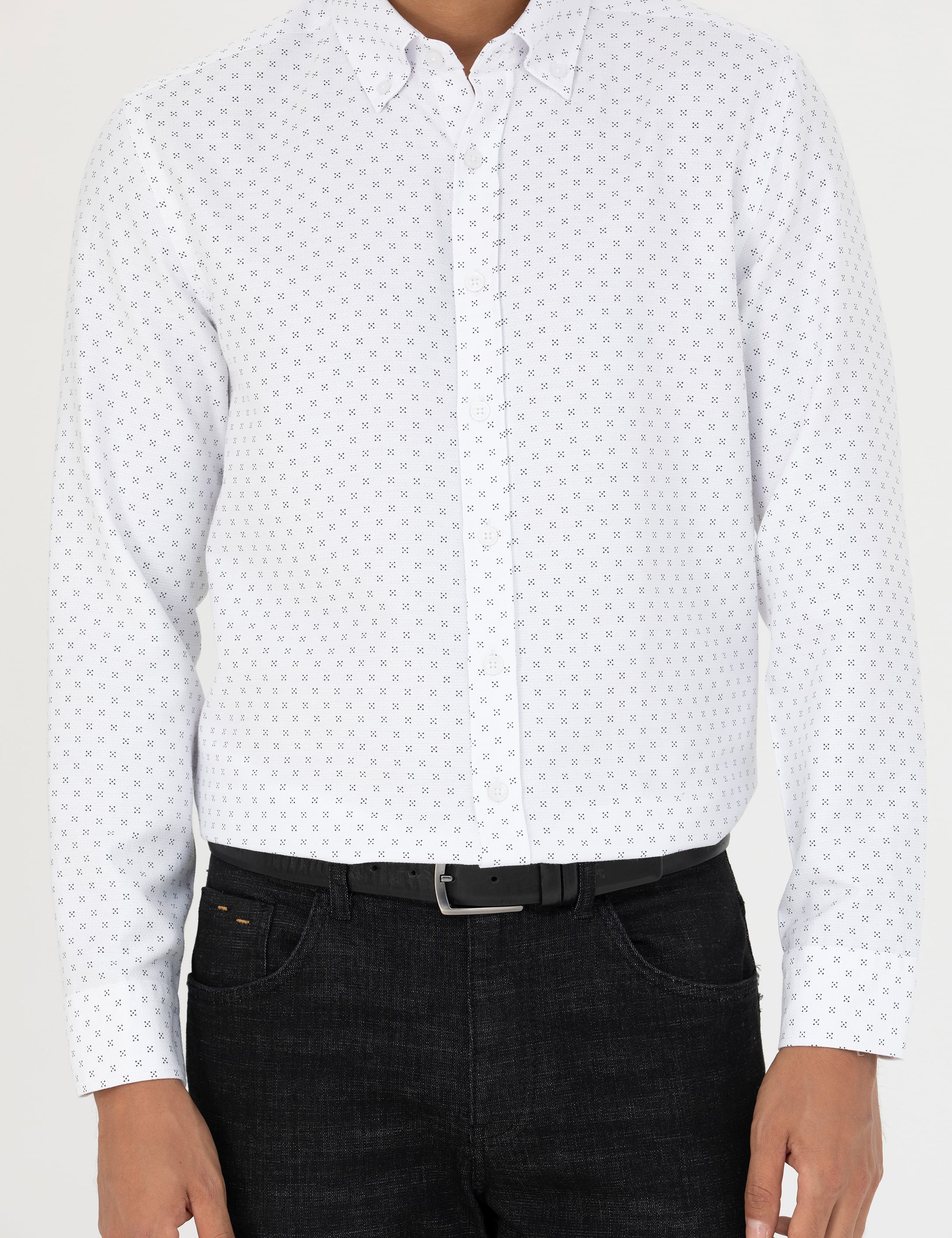 Lacivert Slim Fit Uzun Kollu Gömlek