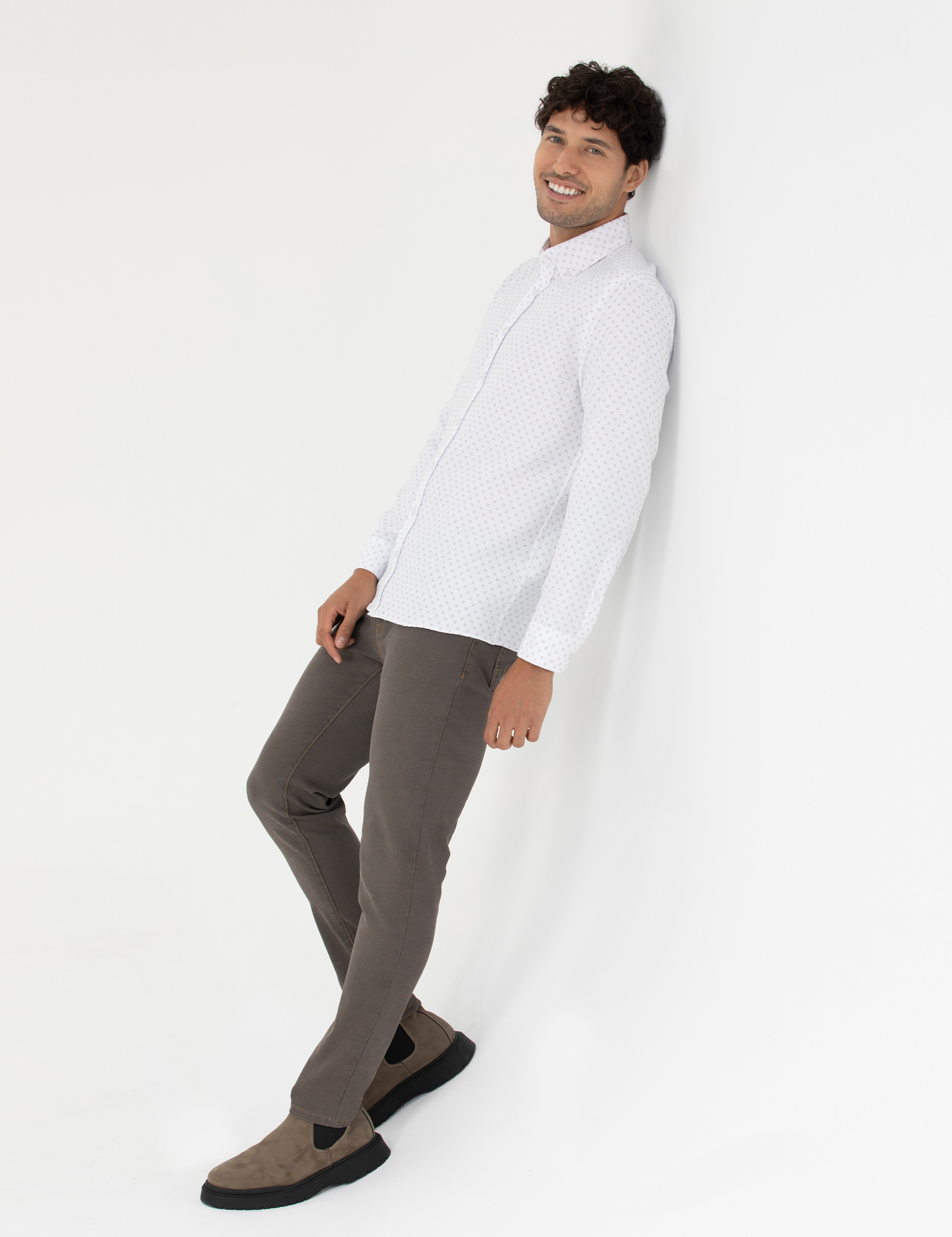 Haki Slim Fit Uzun Kollu Gömlek
