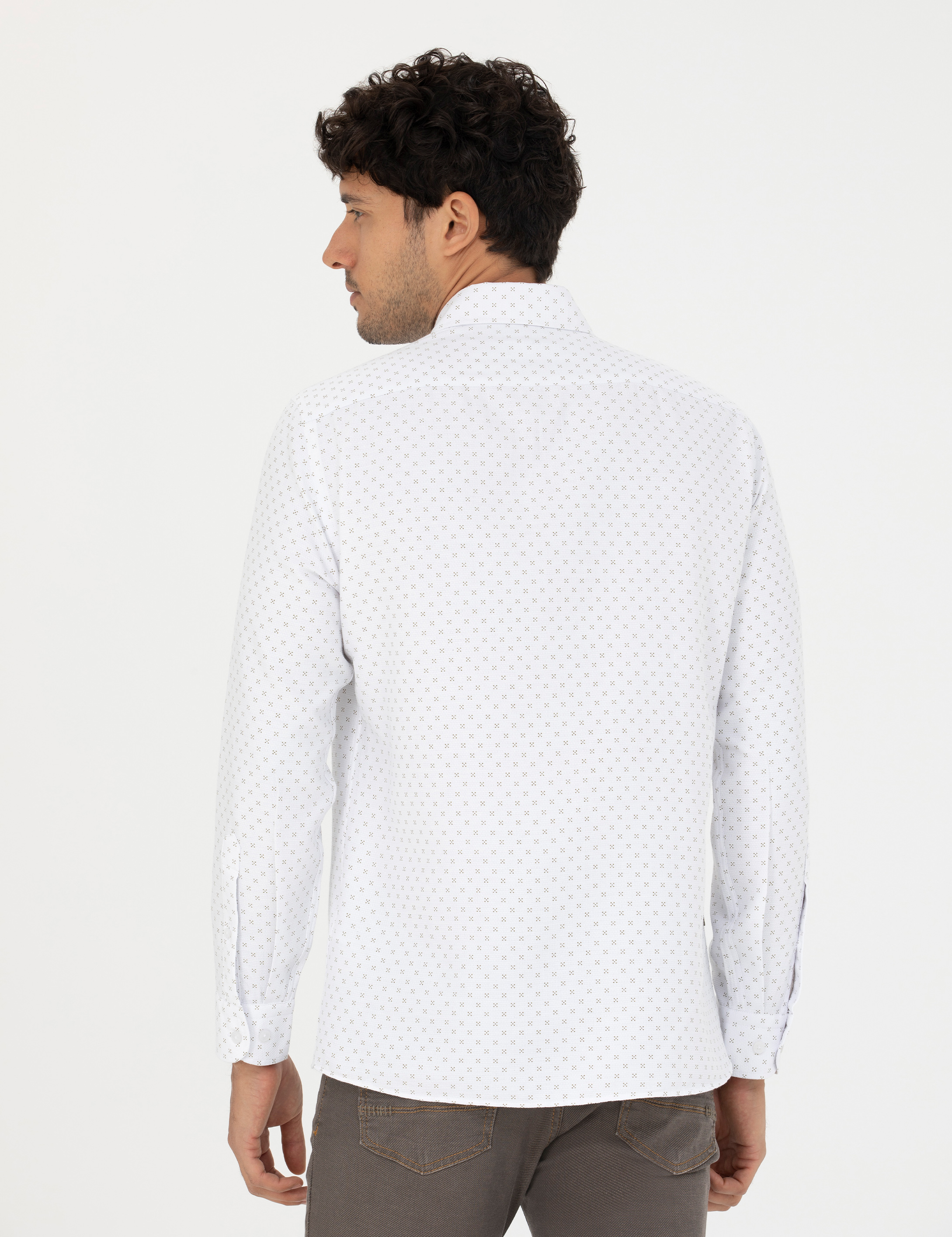 Haki Slim Fit Uzun Kollu Gömlek