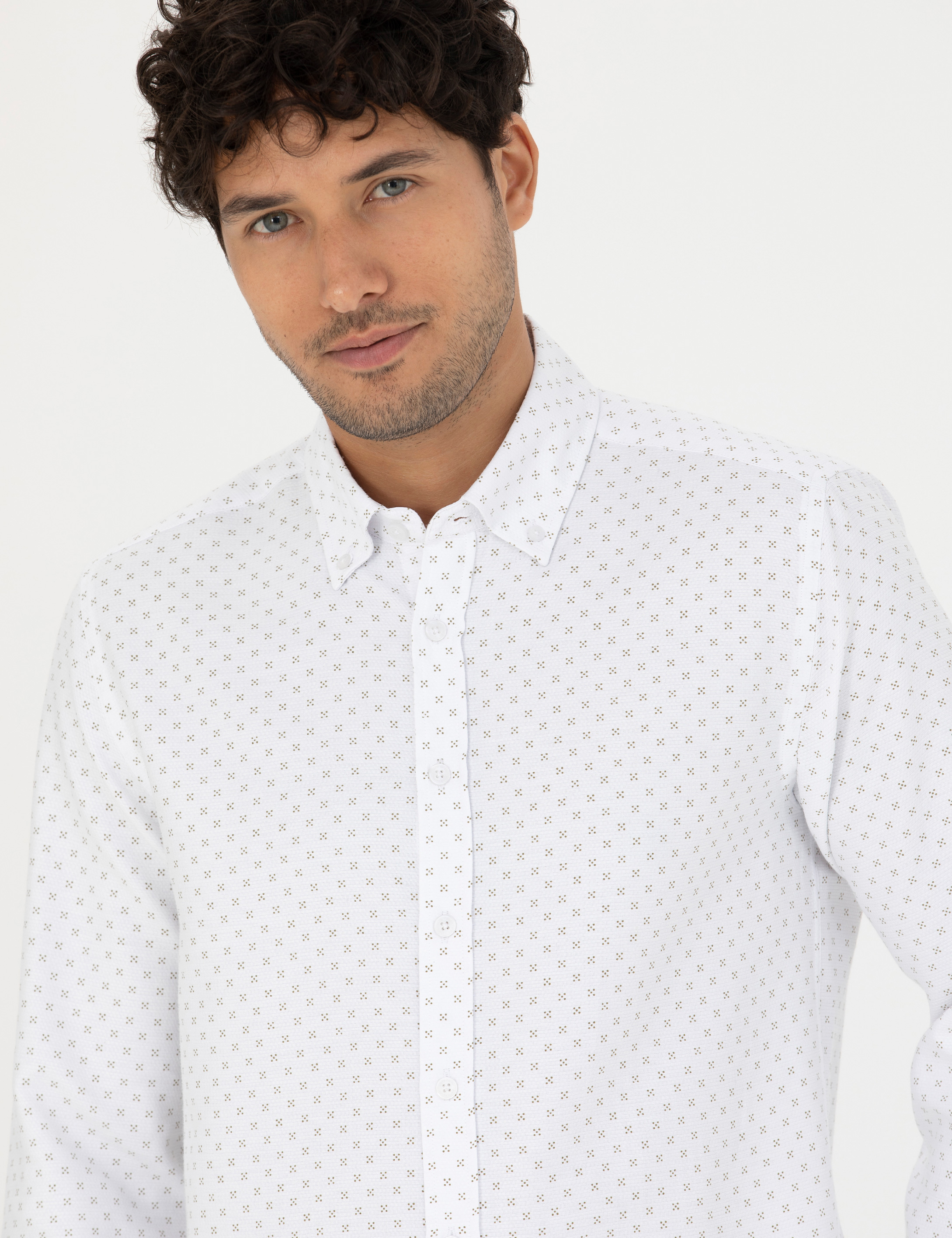 Haki Slim Fit Uzun Kollu Gömlek - Image 2