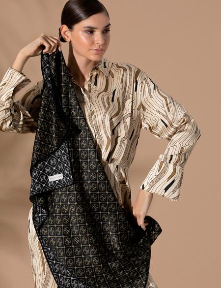 Kahverengi İpek Eşarp - 50286397002