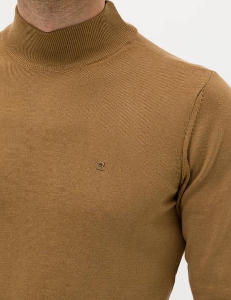 Camel Melanj Slim Fit Yarım Balıkçı Yaka Basic Triko Kazak - 50276502057