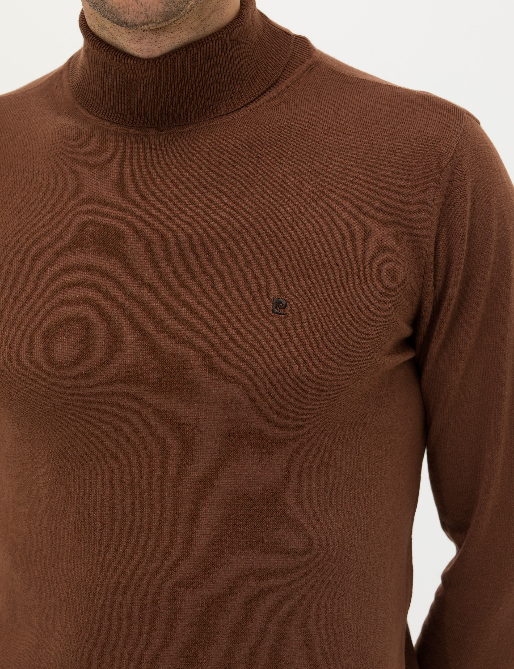 Pierre Cardin Kahverengi Slim Fit Balıkçı Yaka Basic Triko Kazak görsel 7