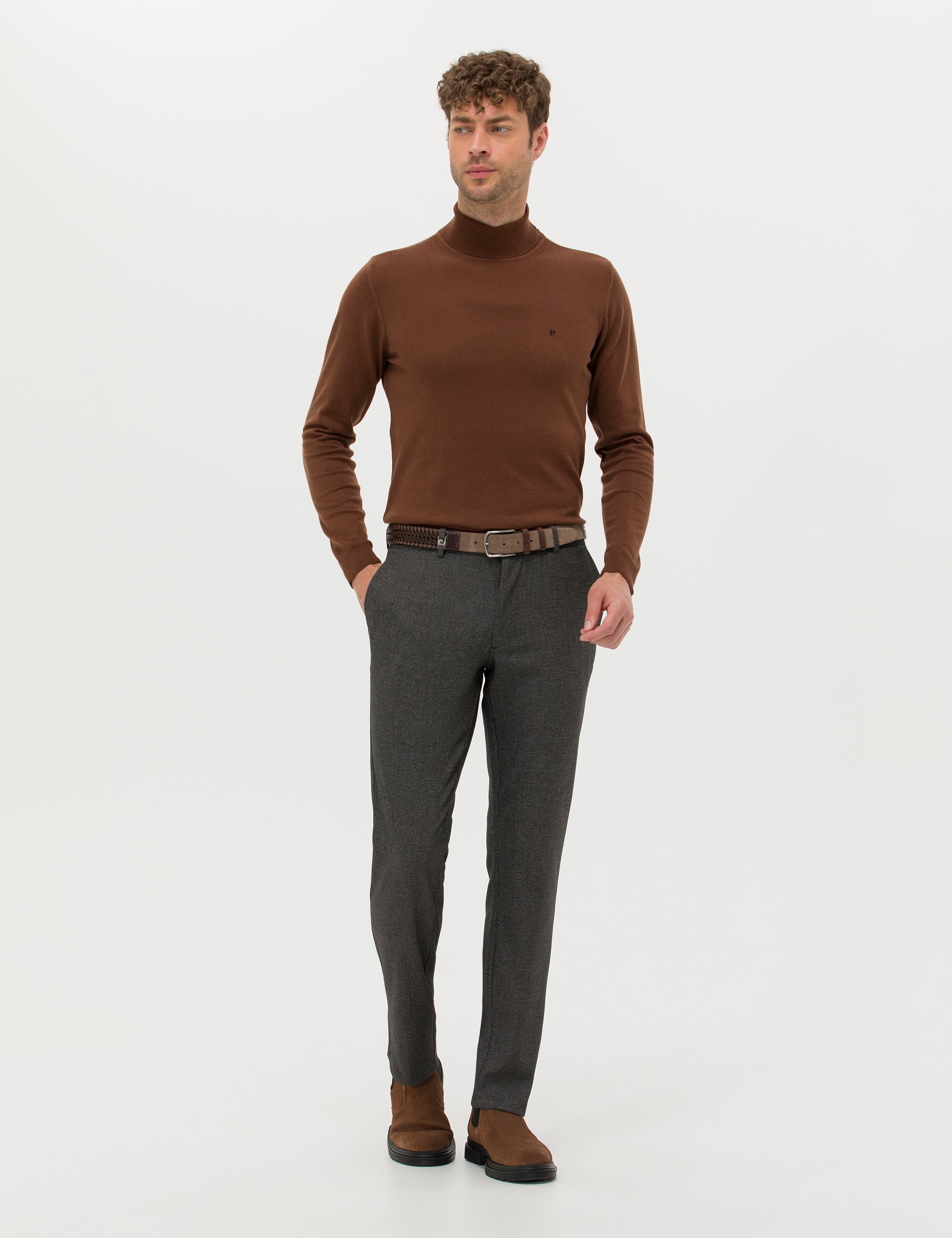 Pierre Cardin Kahverengi Slim Fit Balıkçı Yaka Basic Triko Kazak görsel 3