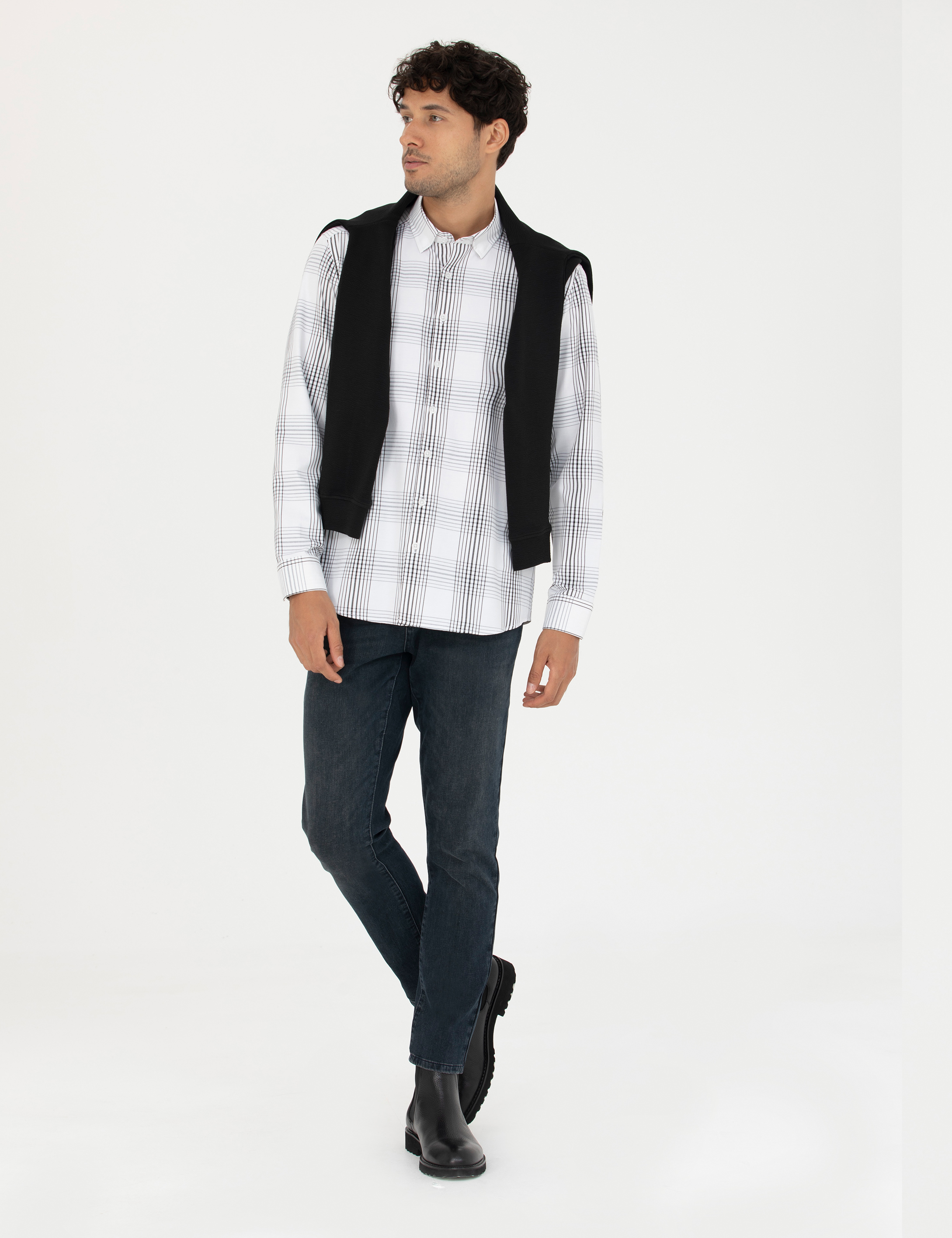 Antrasit Regular Fit Uzun Kollu Gömlek - Image 4