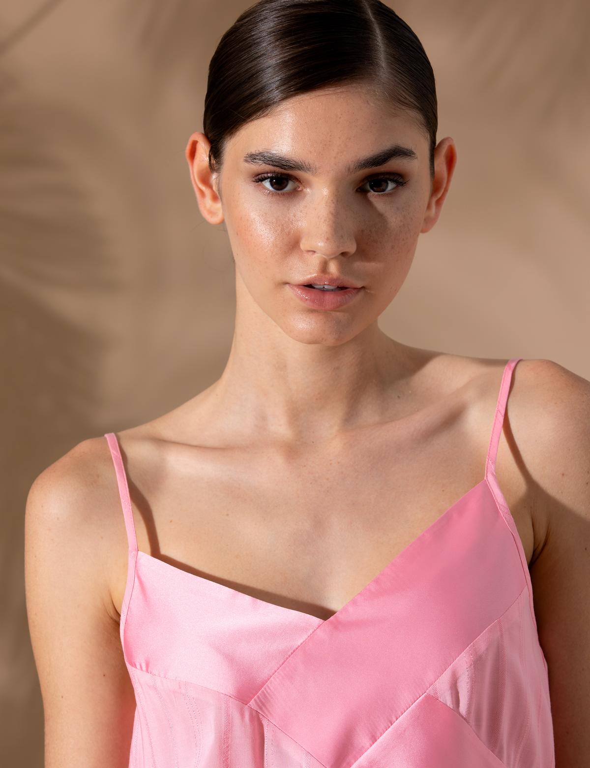 Pembe Askılı Regular Fit Bluz - 50262565016