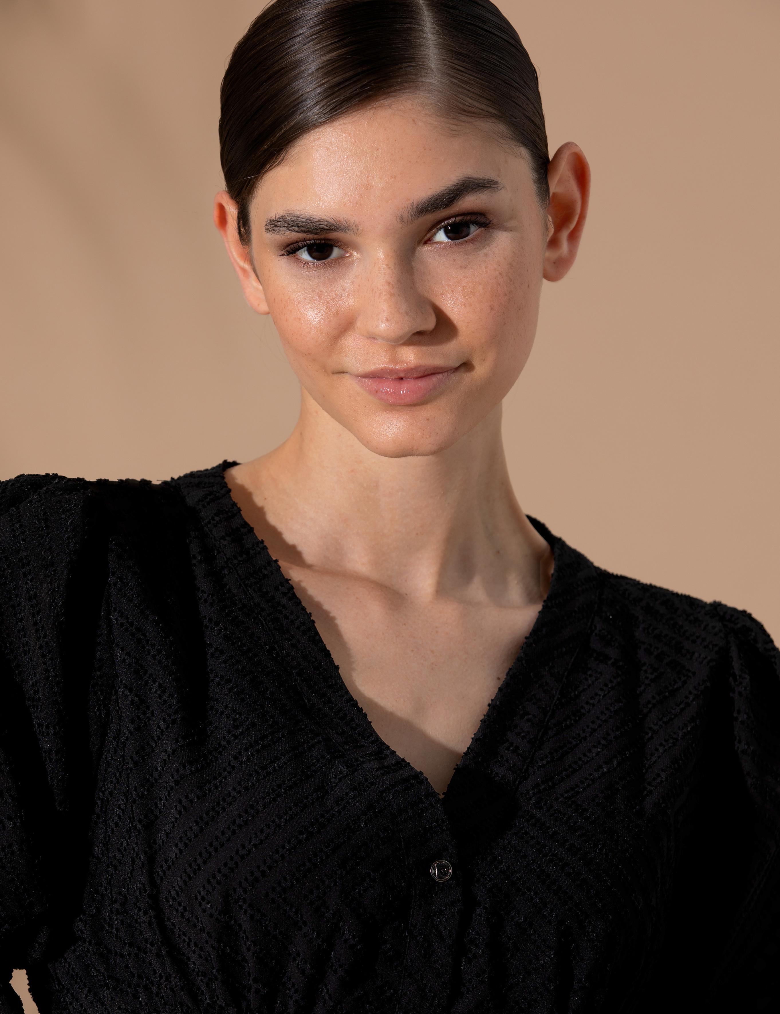 Siyah Regular Fit Dokuma Elbise