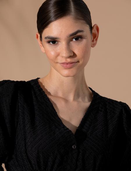 Siyah Regular Fit Dokuma Elbise - 50262635039