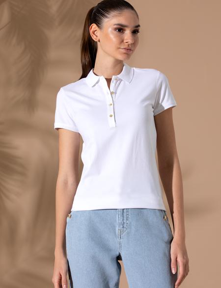 Beyaz Slim Fit Polo Yaka Basic Tişört - 50269520019