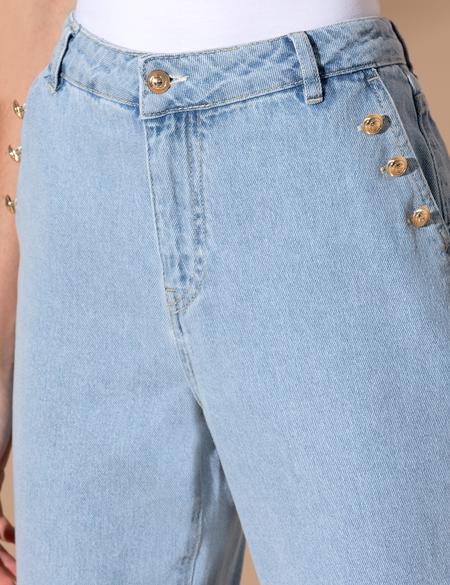 Açık Mavi Mom Fit Jean Pantolon - 50262575014