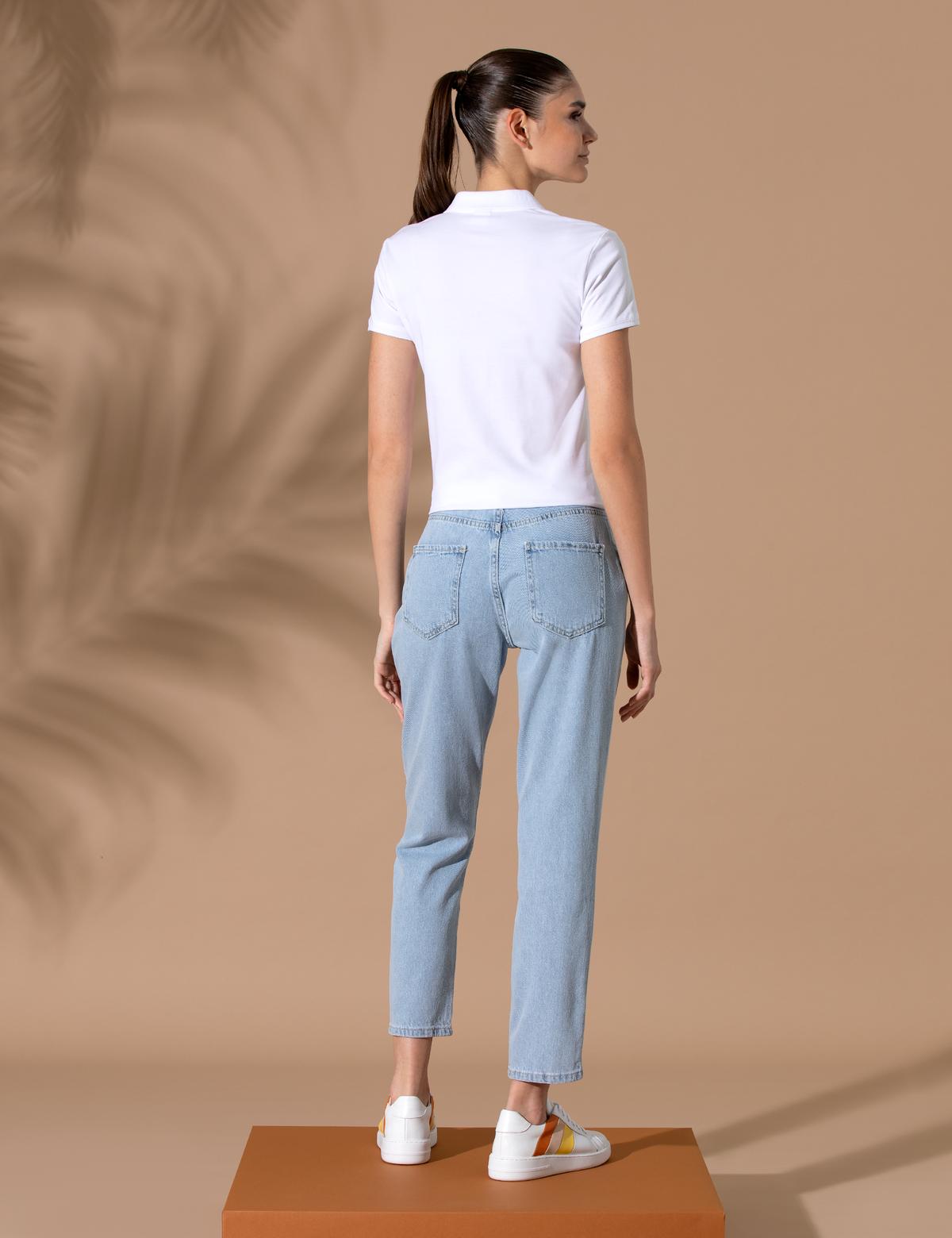 Açık Mavi Mom Fit Jean Pantolon - 50262575014