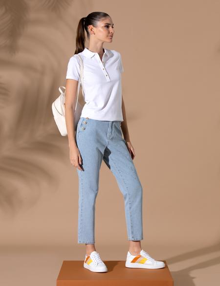 Açık Mavi Mom Fit Jean Pantolon - 50262575014