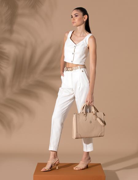 Ekru Havuç Fit Kumaş Pantolon - 50262595051