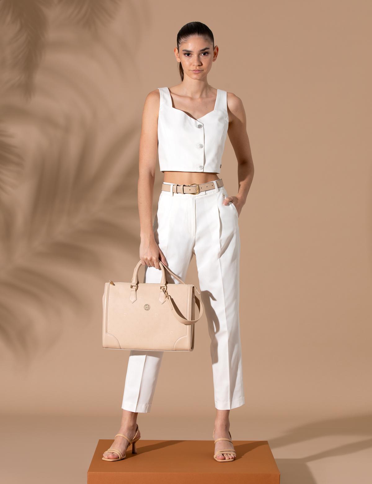 Ekru Havuç Fit Kumaş Pantolon