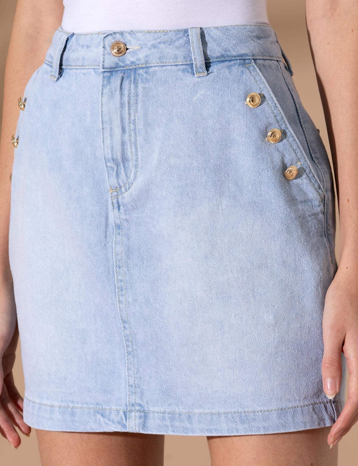 Açık Mavi Jean Etek - 50267454002