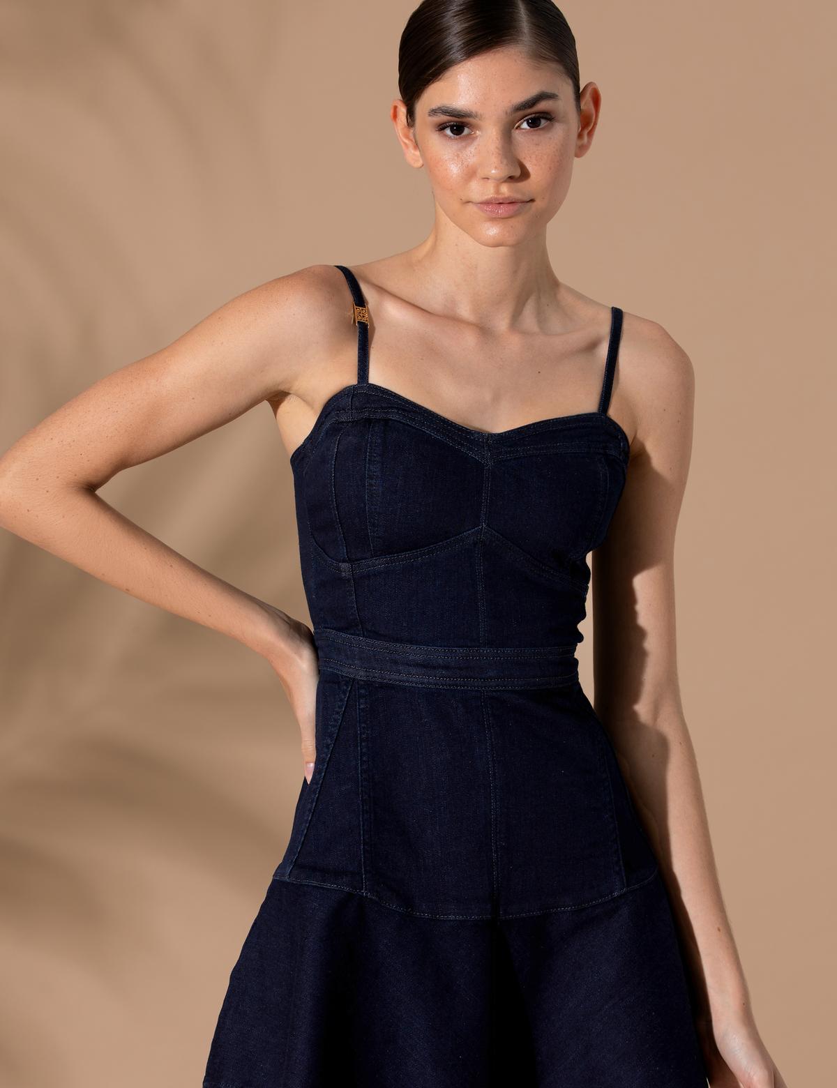 Koyu İndigo Slim Fit Jean Elbise - 50267552003