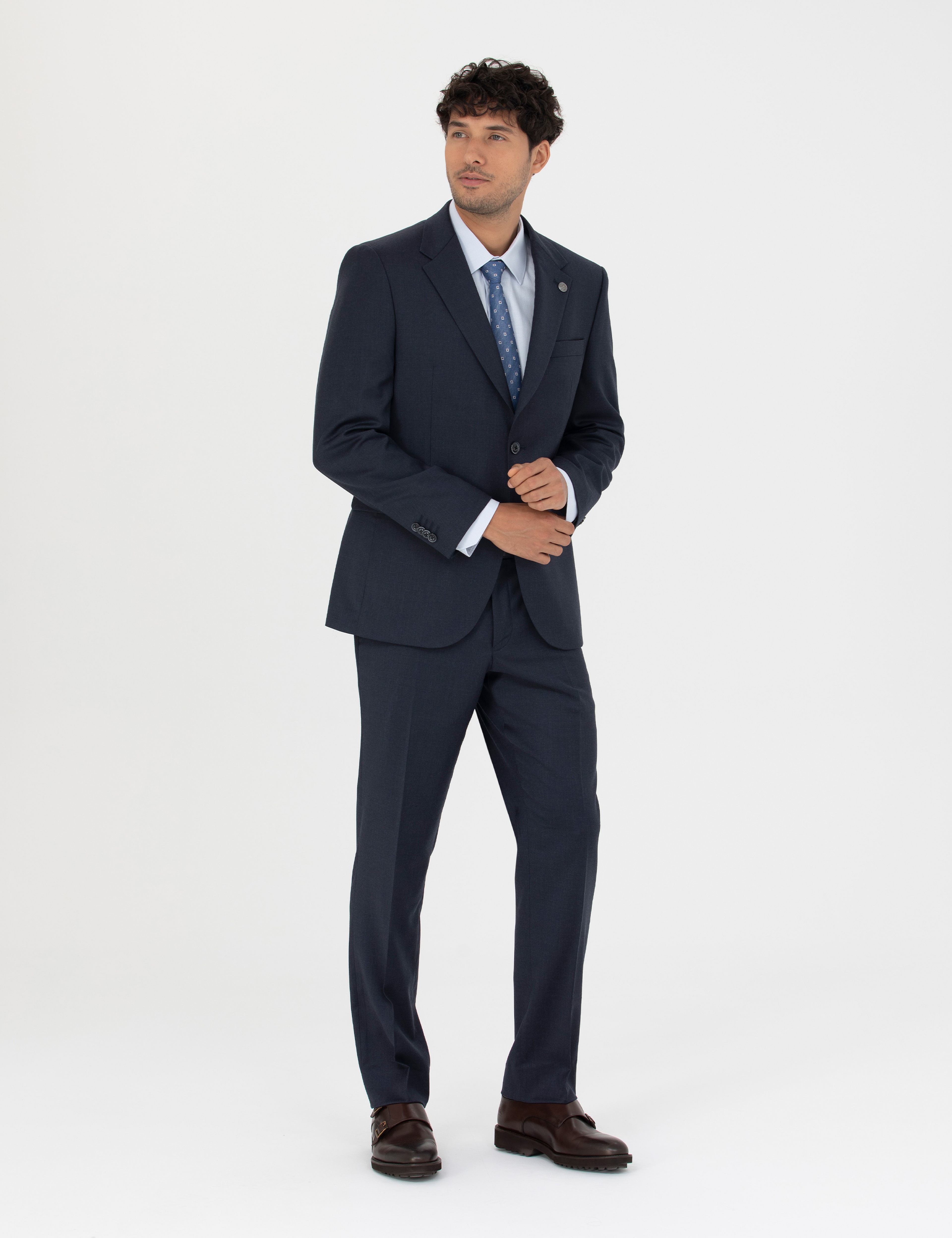 %100 Yün Lacivert Slim Fit Takım Elbise