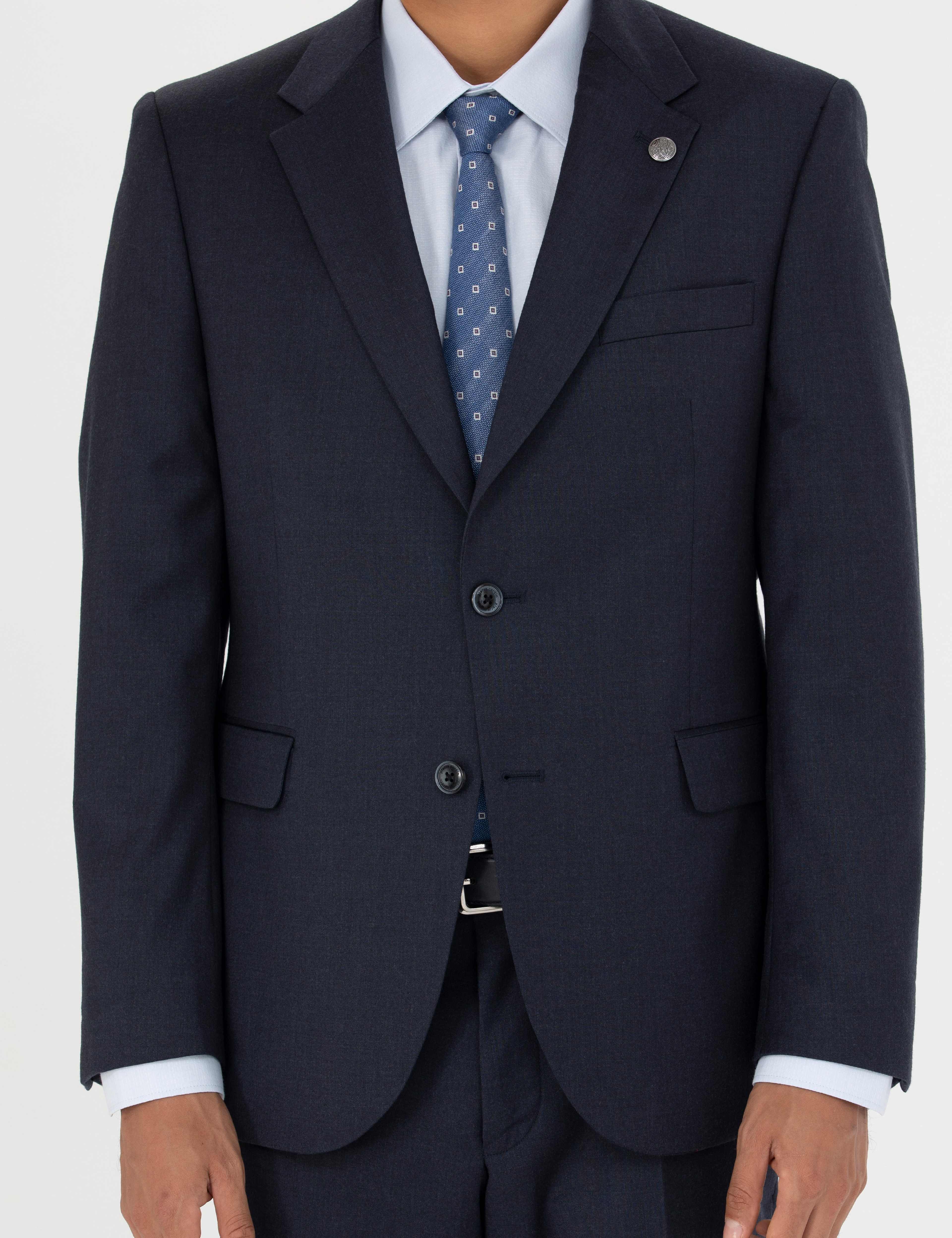 %100 Yün Lacivert Slim Fit Takım Elbise - Image 6