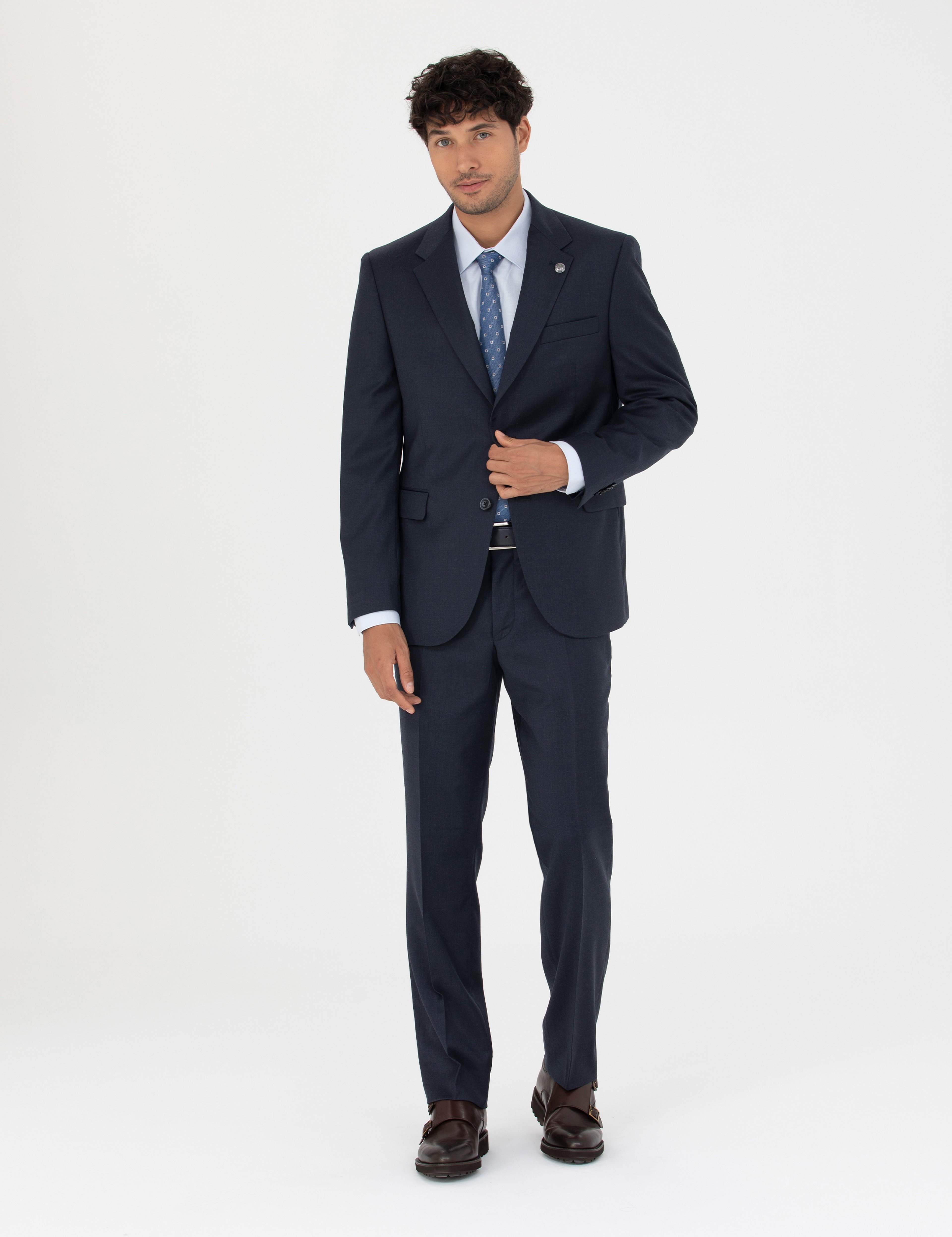 %100 Yün Lacivert Slim Fit Takım Elbise