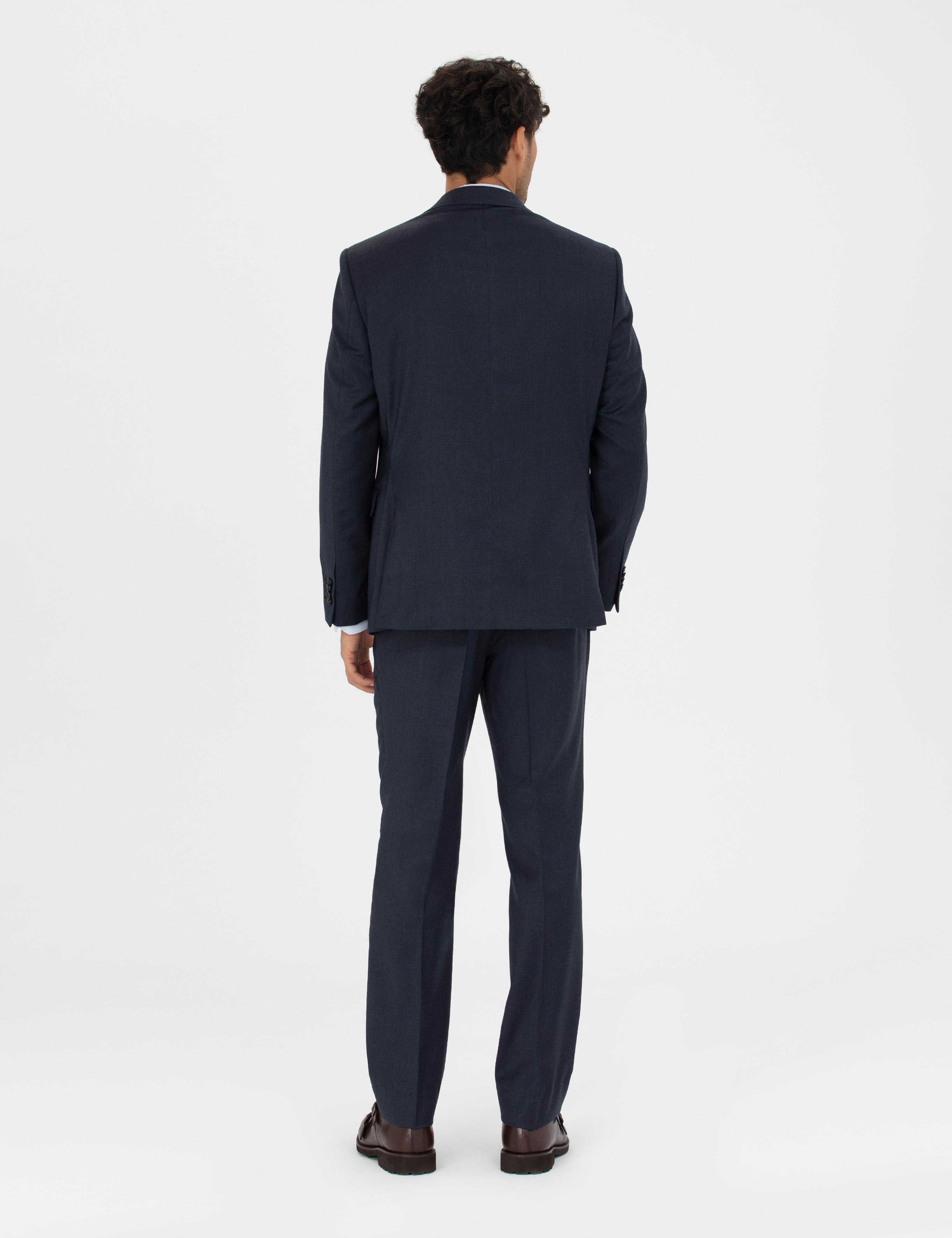 %100 Yün Lacivert Slim Fit Takım Elbise