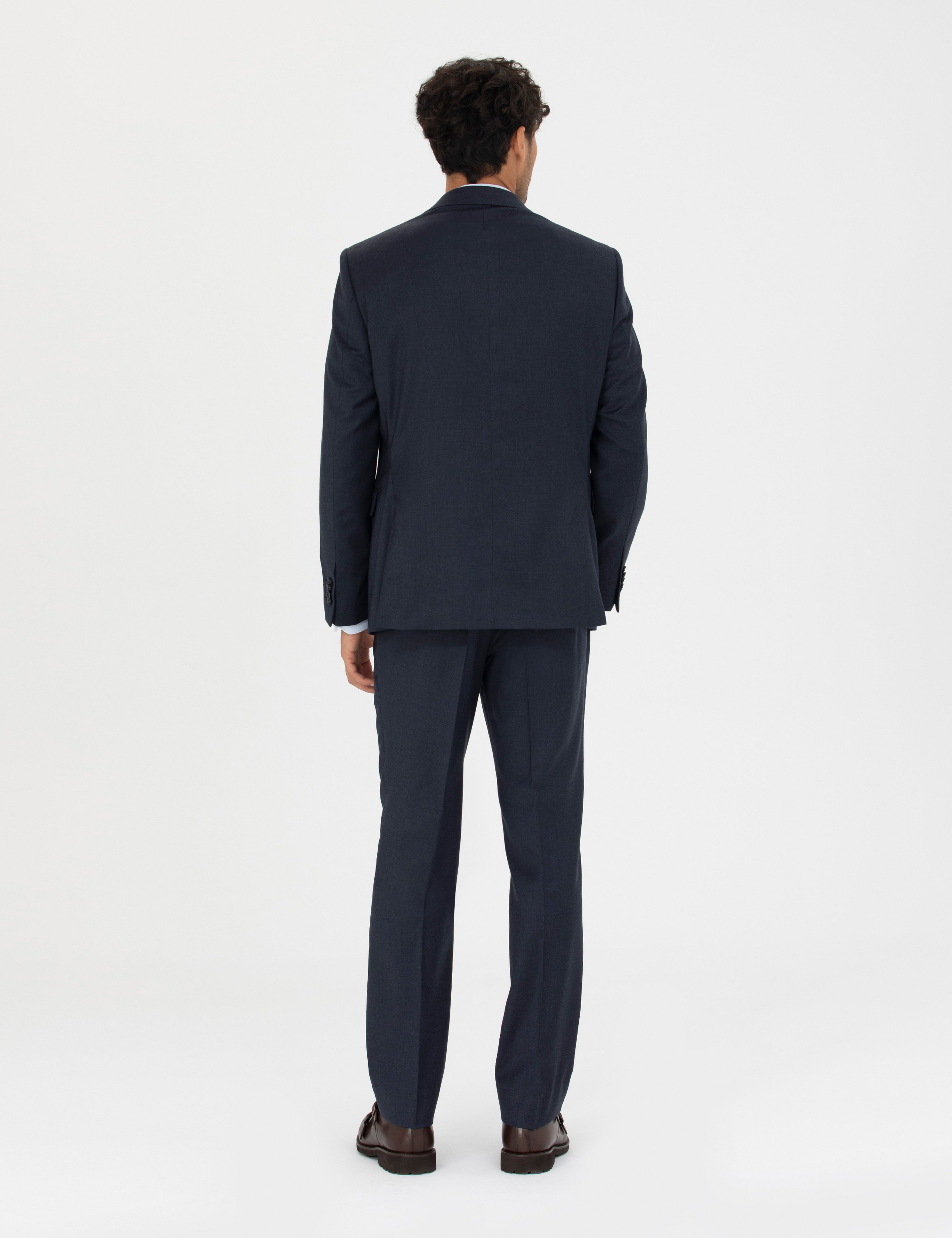 %100 Yün Lacivert Slim Fit Takım Elbise