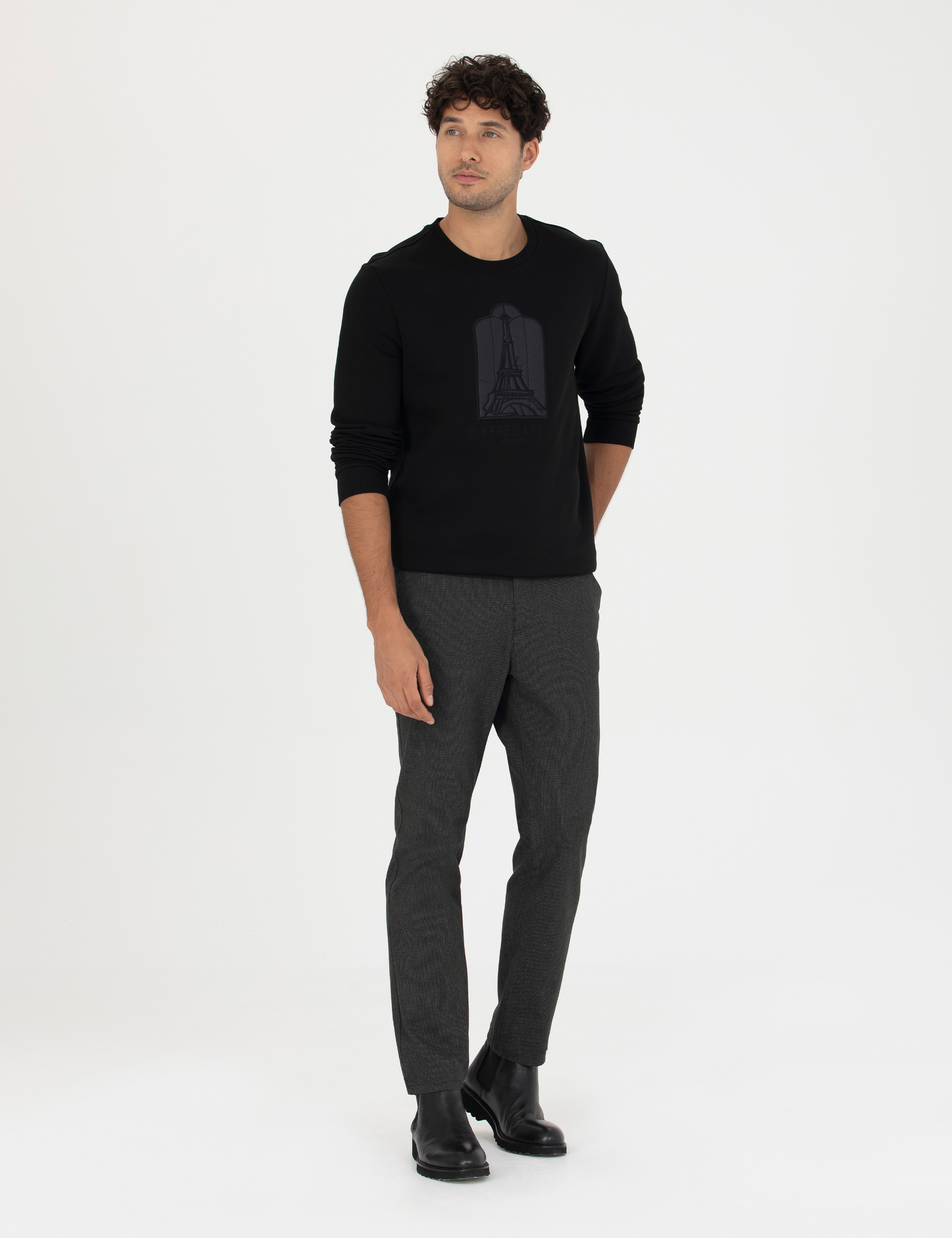 Siyah Regular Fit Sweatshirt - Image 4