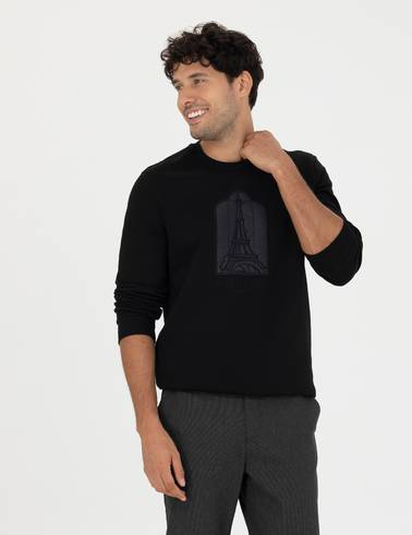Siyah Regular Fit Sweatshirt