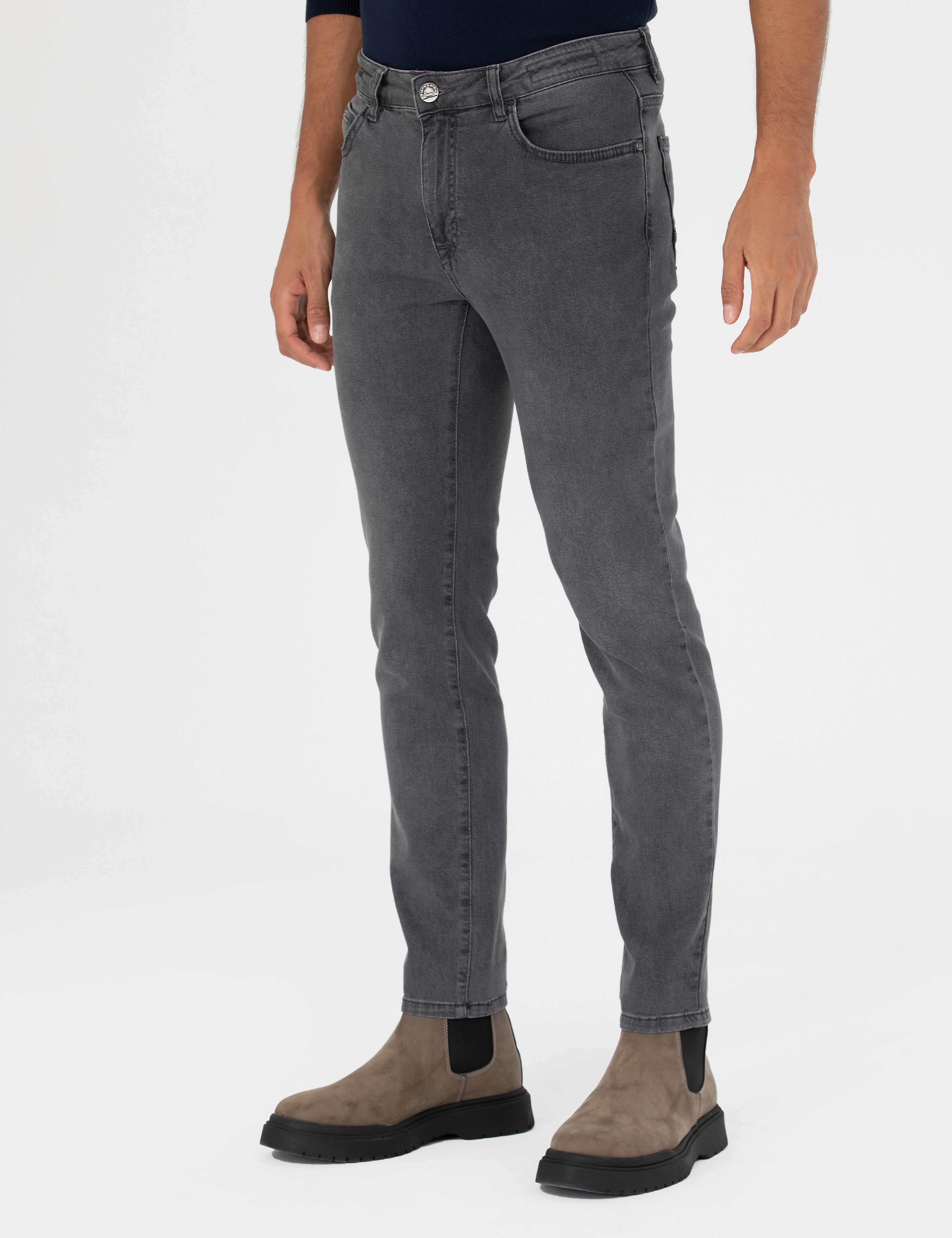 Antrasit Slim Fit Jean Pantolon