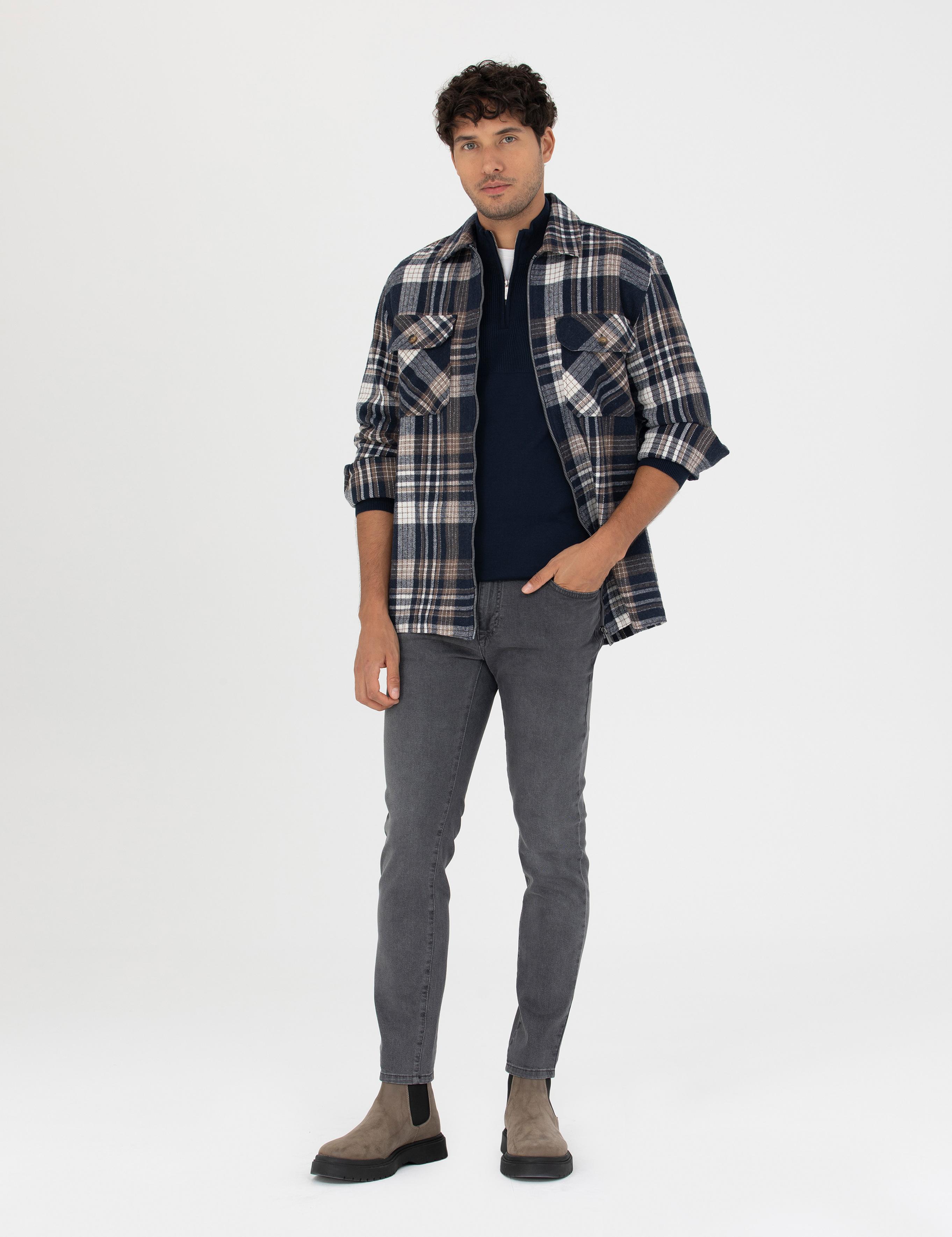 Antrasit Slim Fit Jean Pantolon