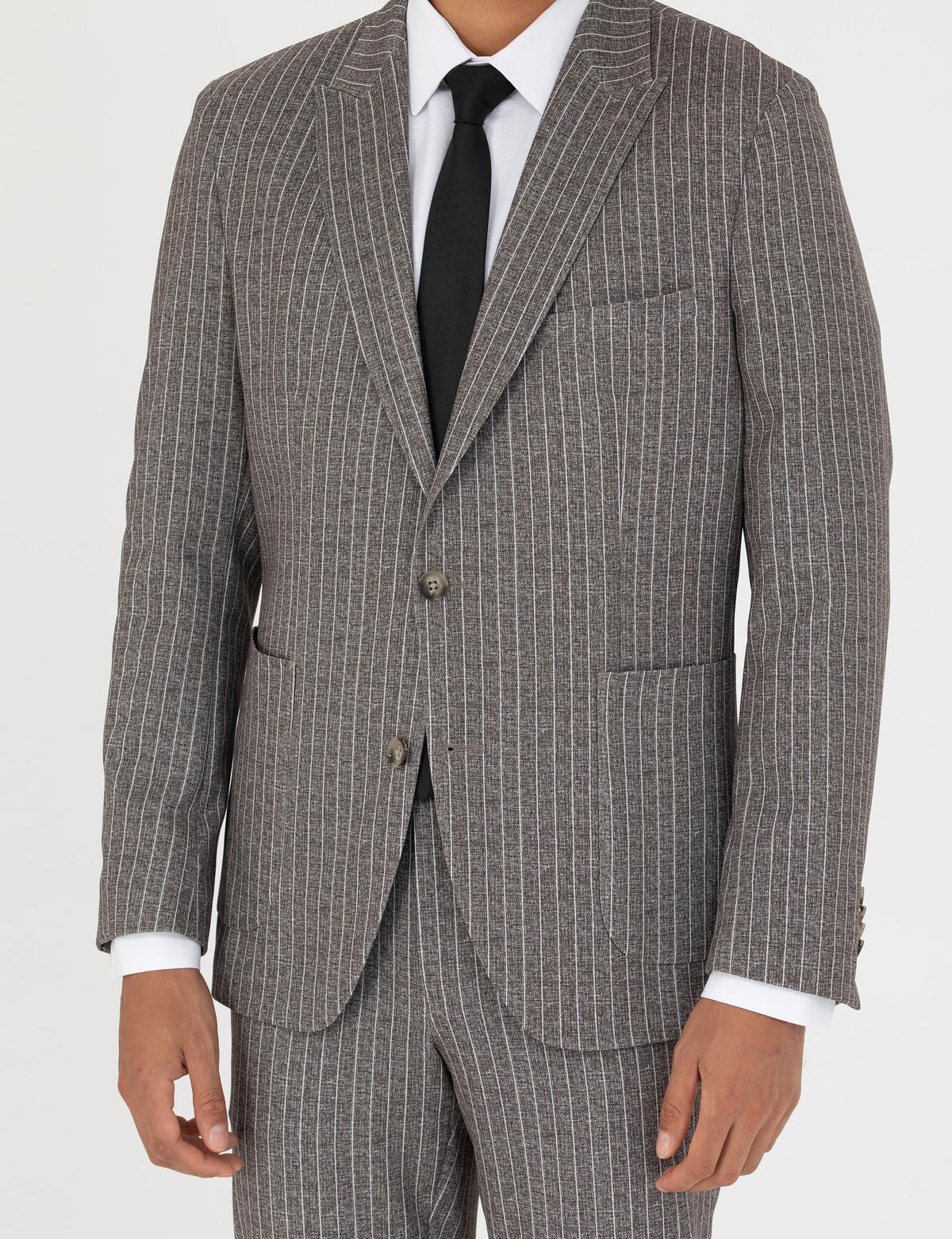 Kahverengi Ex. Slim Fit Takım Elbise - 50269823047