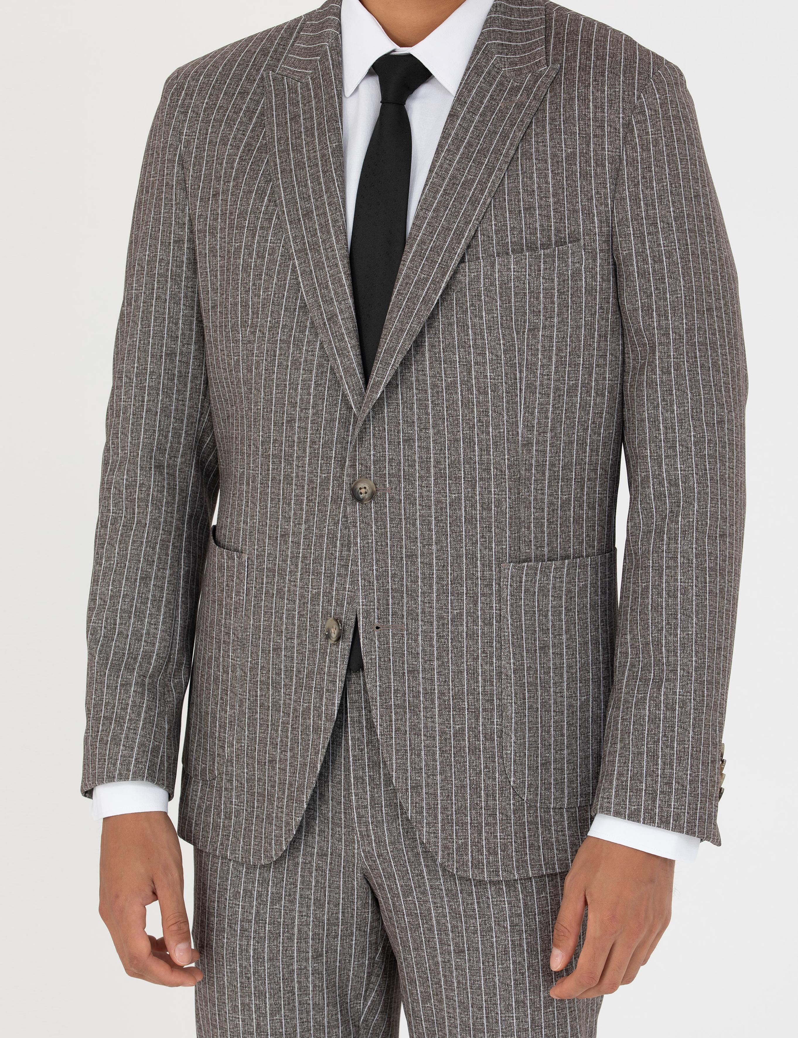 Kahverengi Ex. Slim Fit Takım Elbise