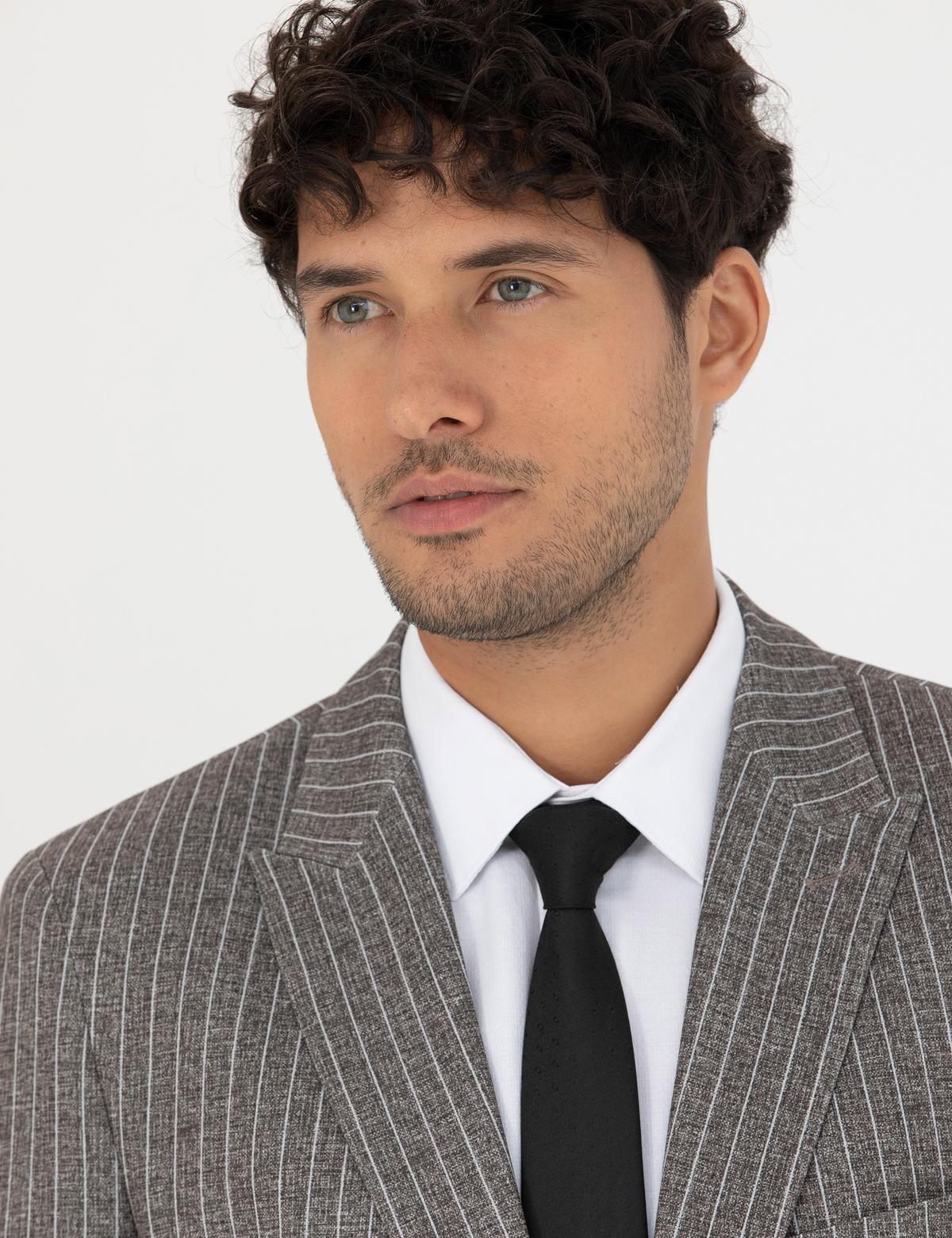 Kahverengi Ex. Slim Fit Takım Elbise - 50269823047