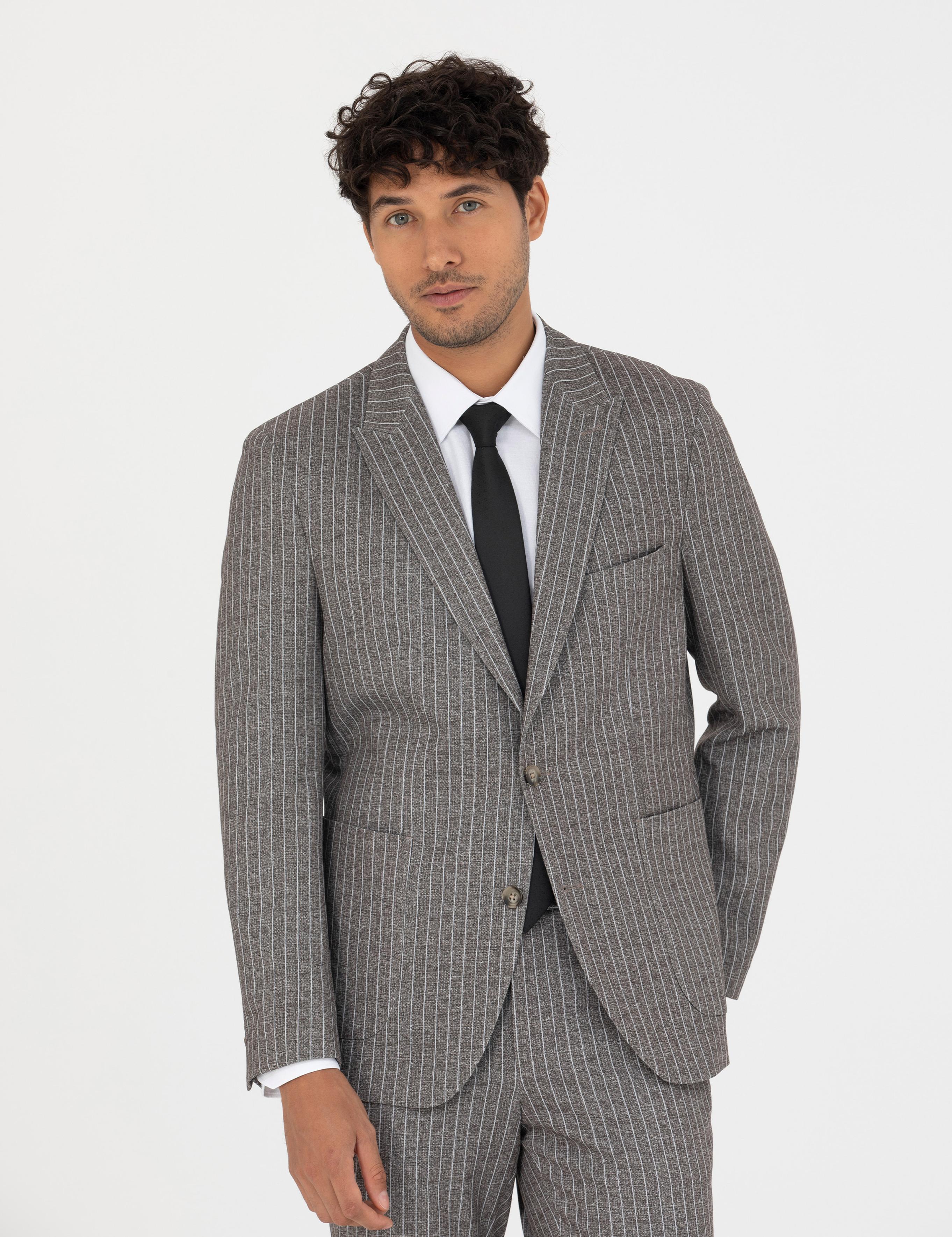 Kahverengi Ex. Slim Fit Takım Elbise