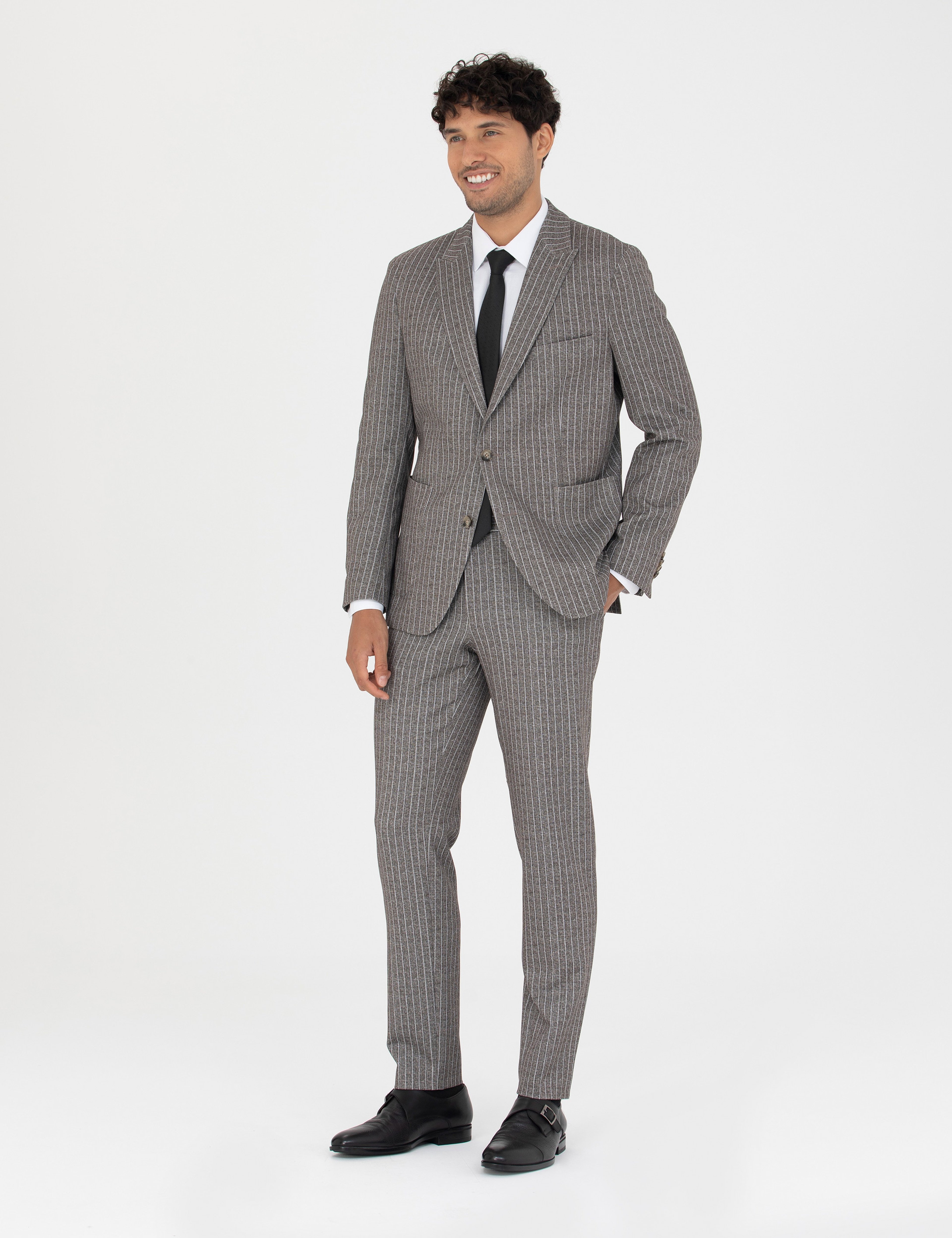 Kahverengi Ex. Slim Fit Takım Elbise - Image 3