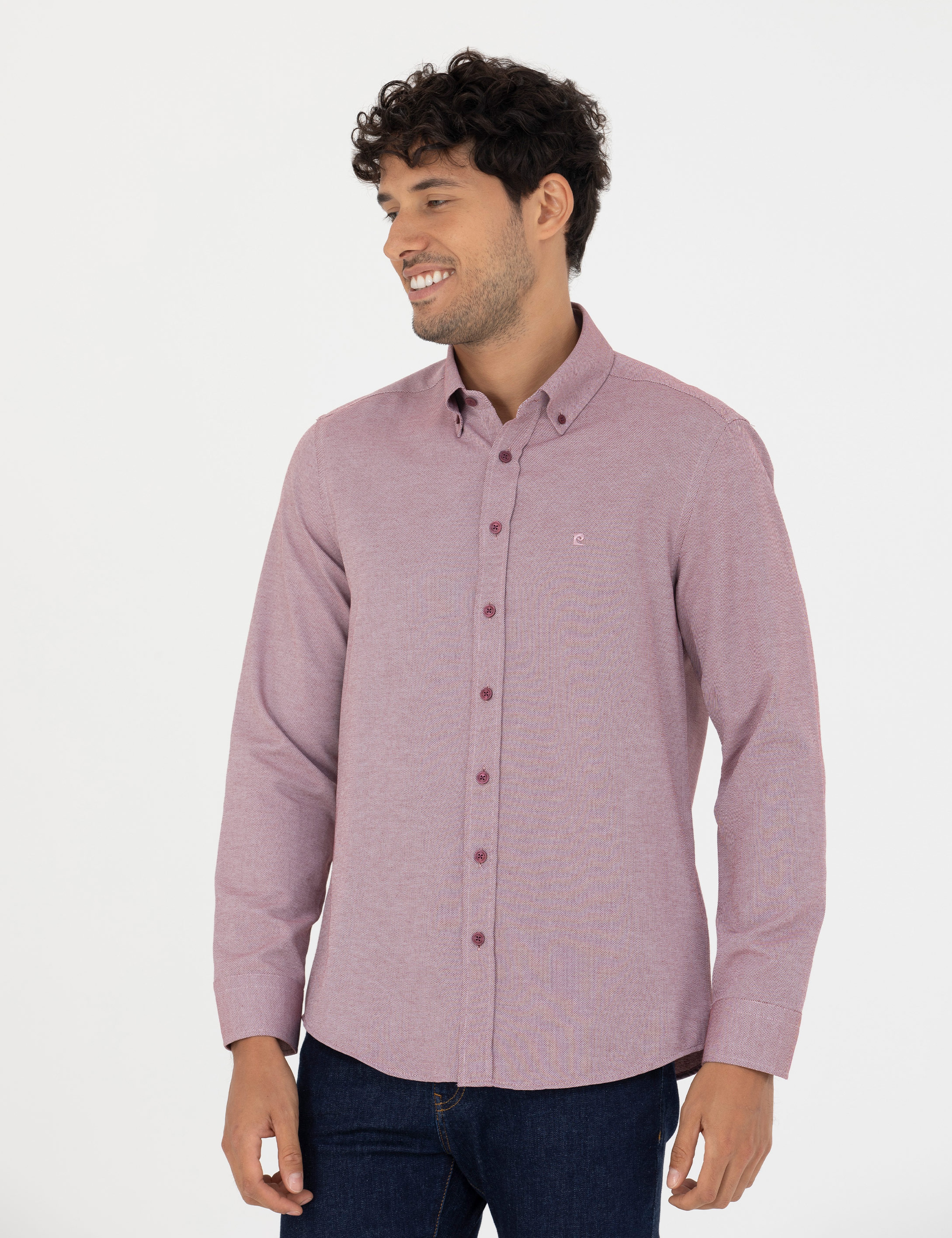 Bordo Slim Fit Uzun Kollu Gömlek - Image 3
