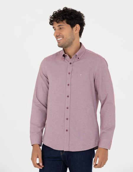 Bordo Slim Fit Uzun Kollu Gömlek - 50275814063