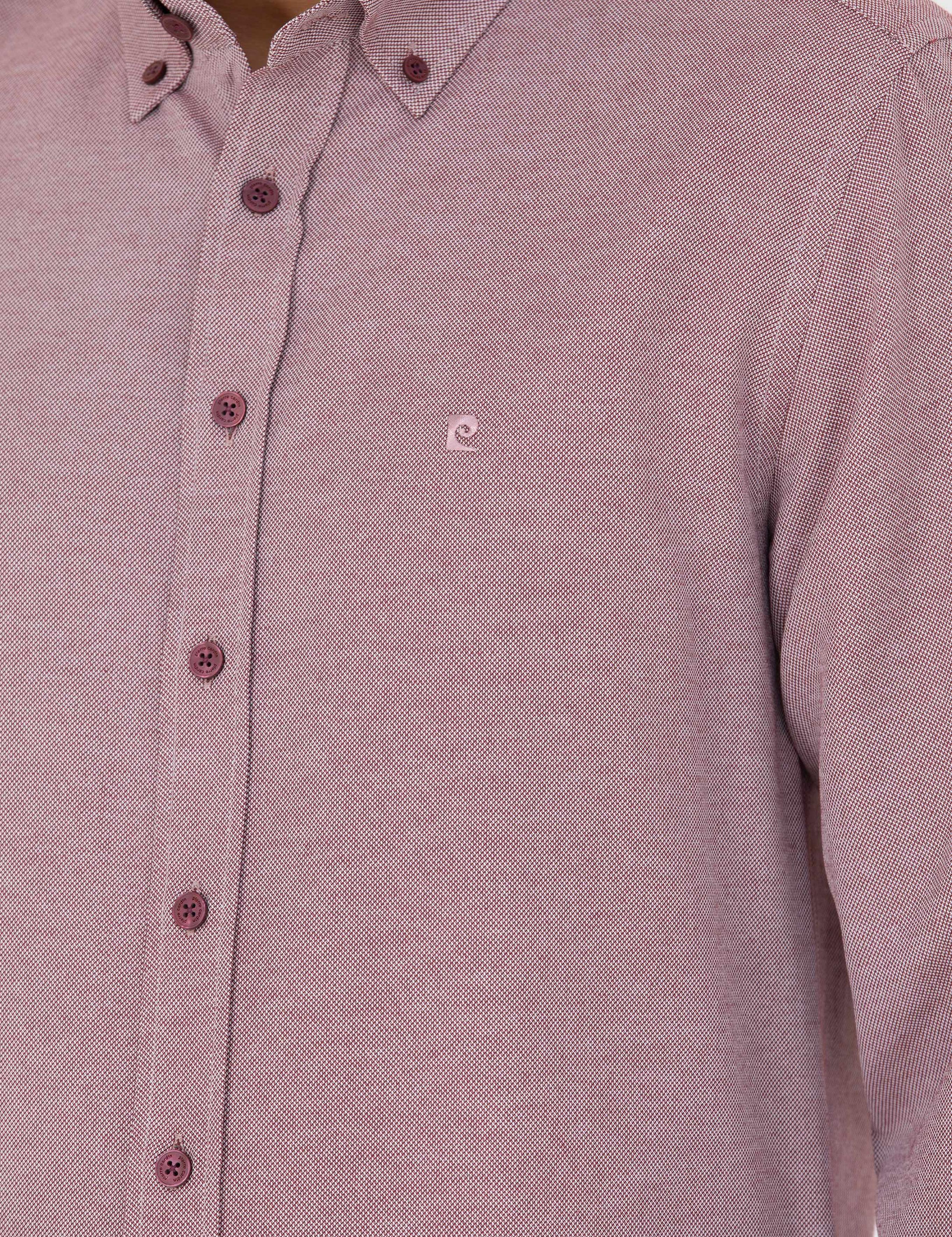 Bordo Slim Fit Uzun Kollu Gömlek