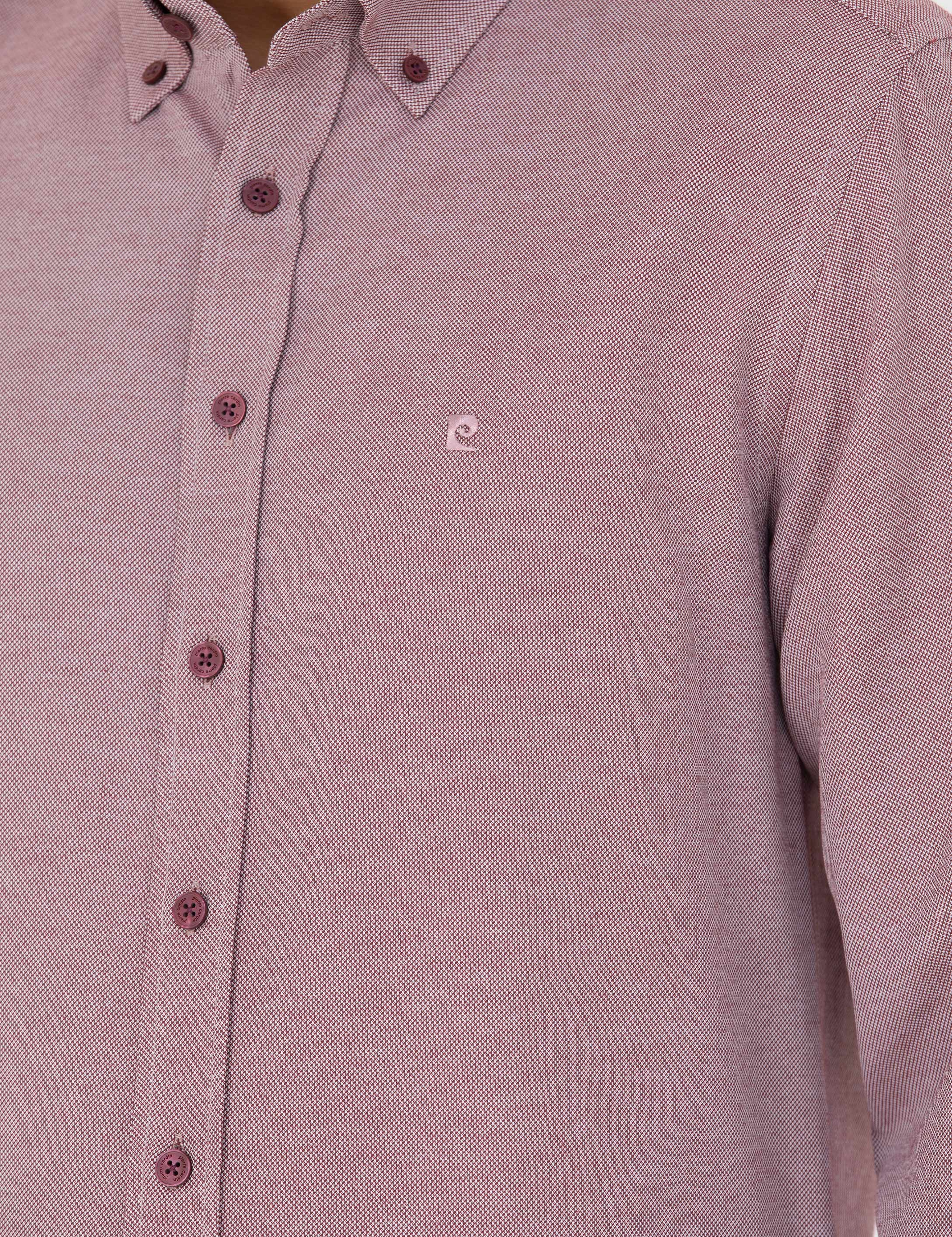 Bordo Slim Fit Uzun Kollu Gömlek - Image 7