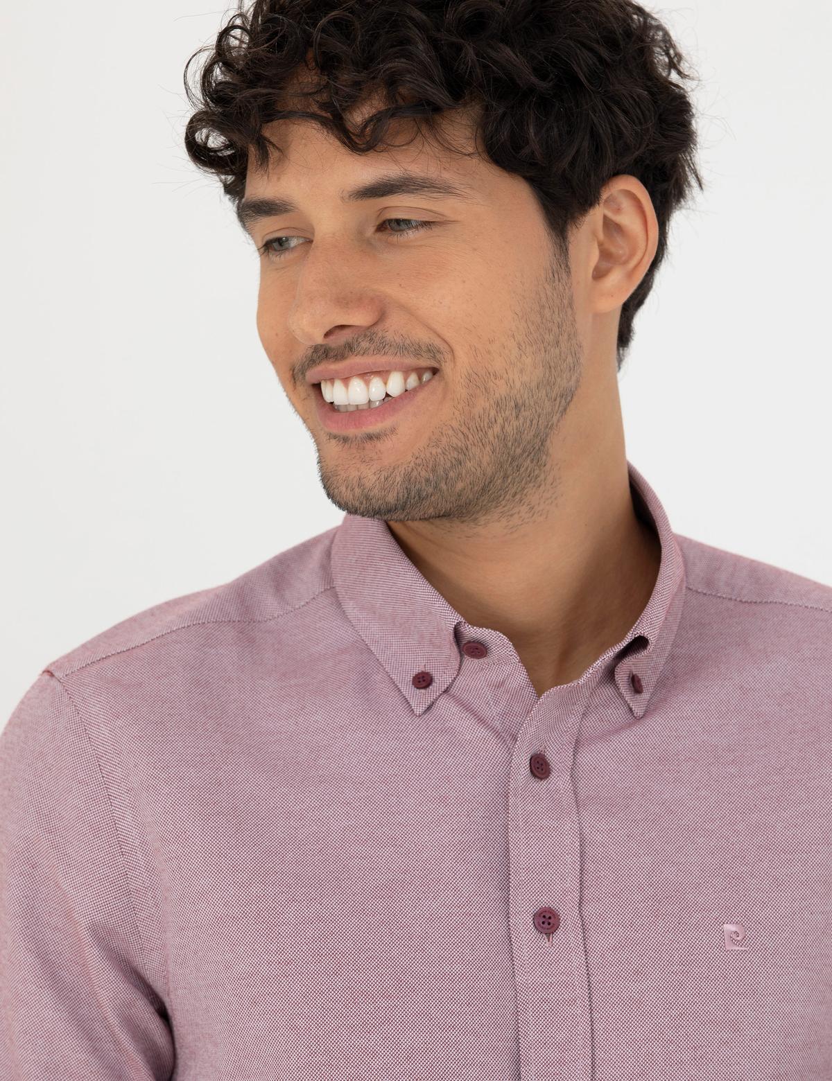 Bordo Slim Fit Uzun Kollu Gömlek - 50275814063