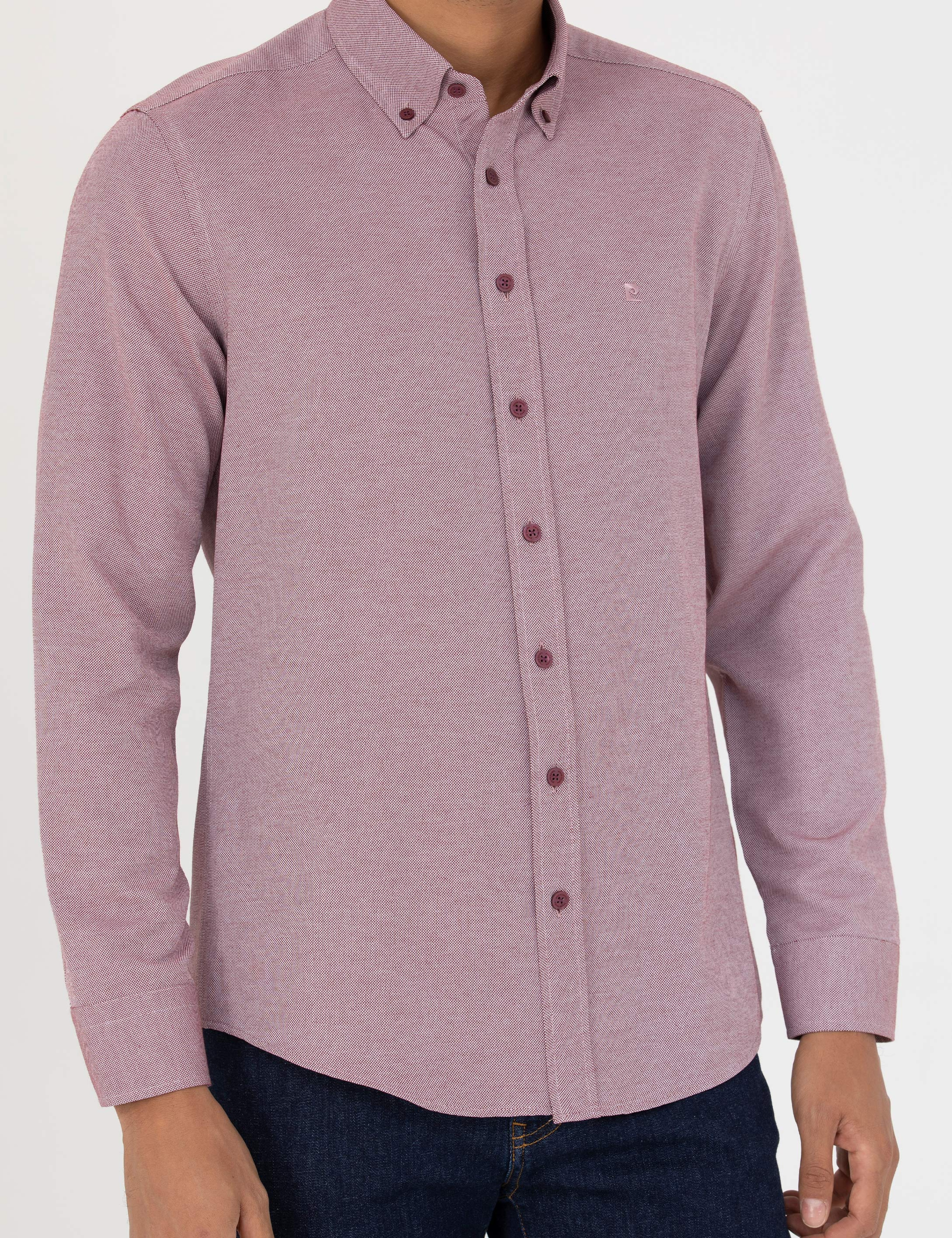 Bordo Slim Fit Uzun Kollu Gömlek - Image 6