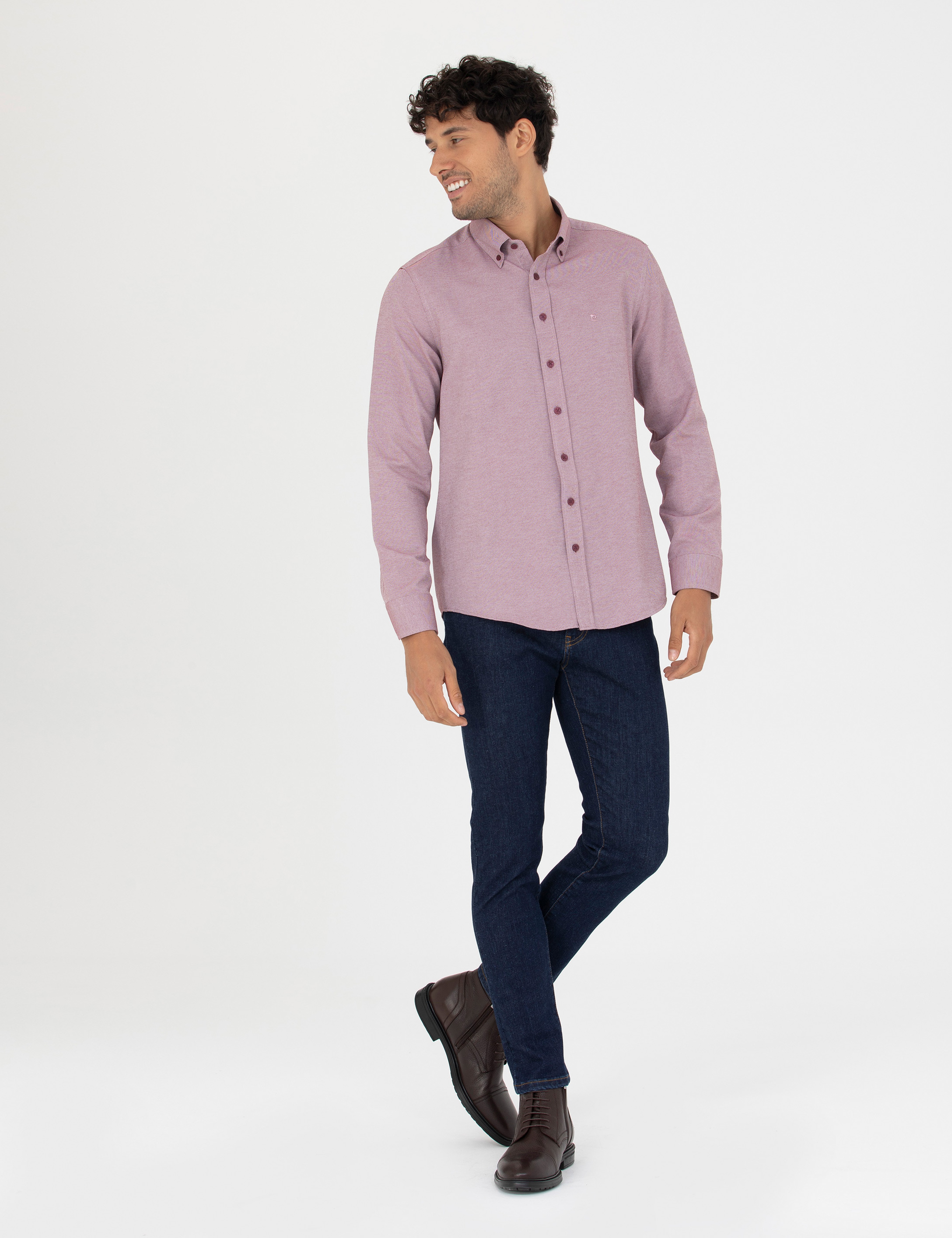 Bordo Slim Fit Uzun Kollu Gömlek