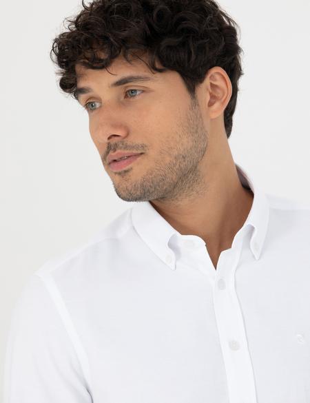 Beyaz Slim Fit Uzun Kollu Gömlek - 50275814070