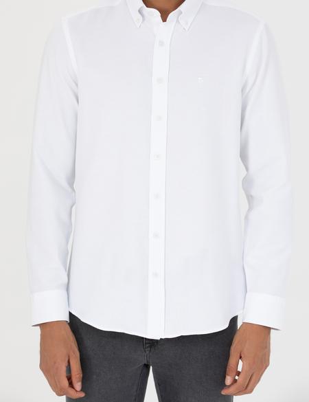 Beyaz Slim Fit Uzun Kollu Gömlek - 50275814070